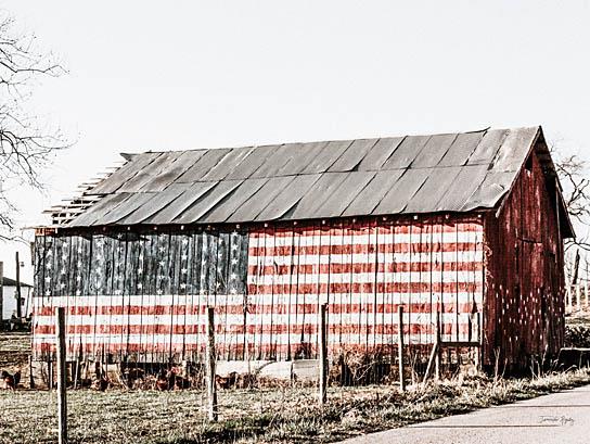 American Flag Barn By Jennifer Rigsby (Framed)(Small) Giclee Canvas
