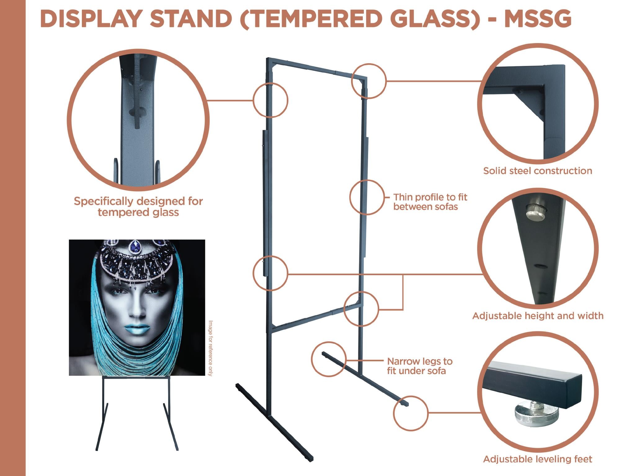 Tempered Glass Adjustable Sofa Stand - 2/Box Display