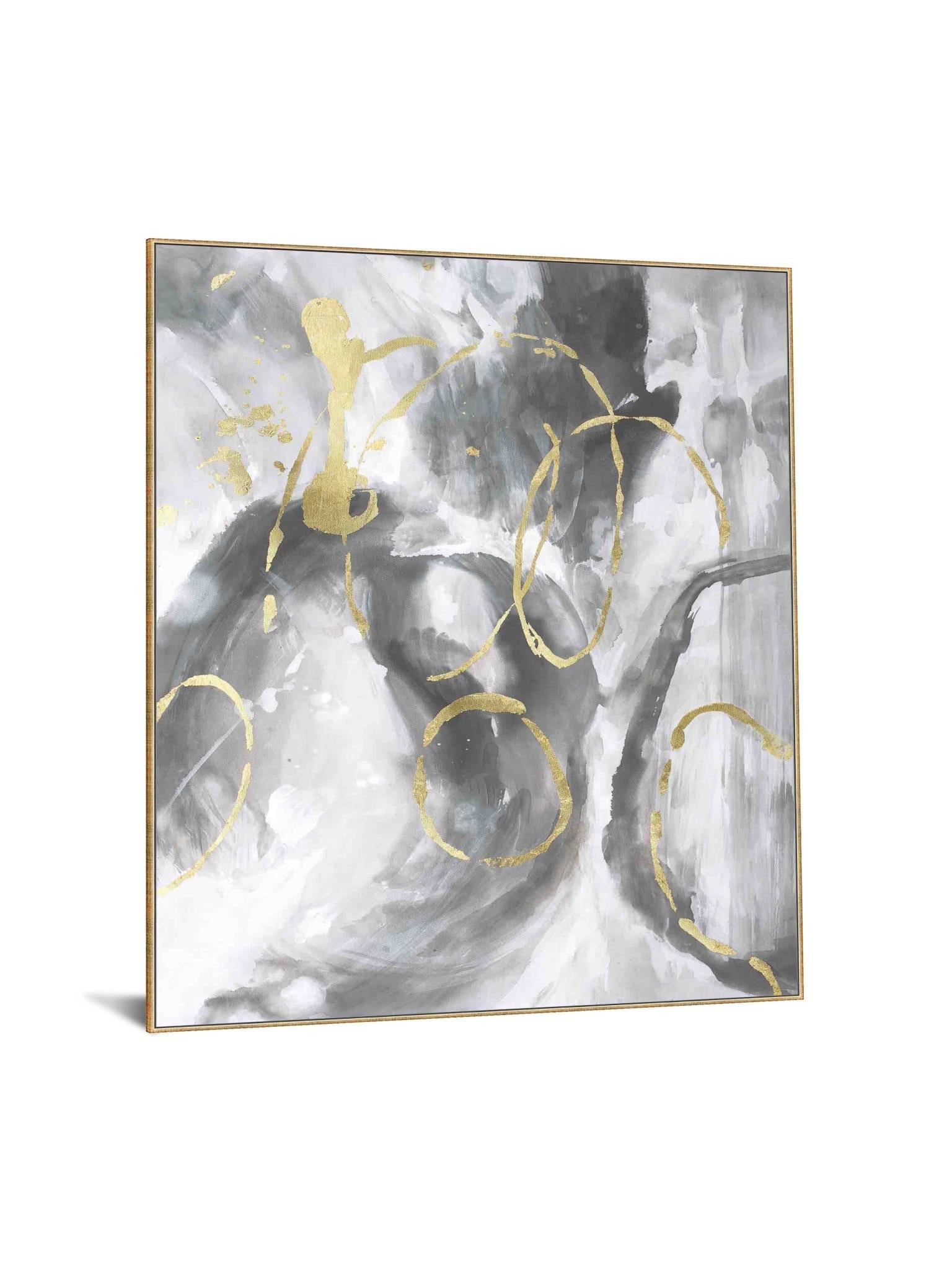 Temp Glass W/Foil - Grey/White/Gold Abstract 2 Tempered Glass
