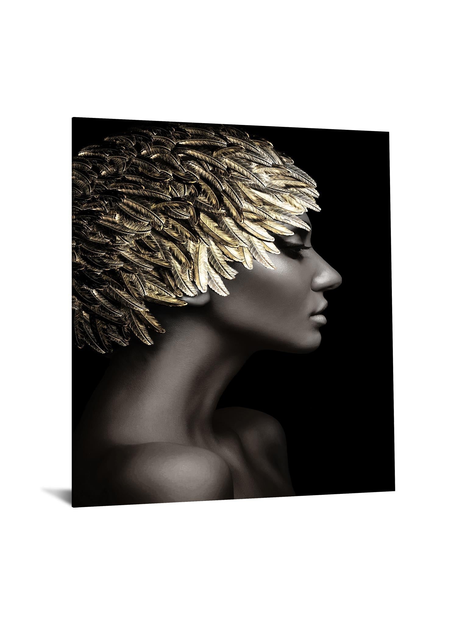 Temp Glass W/Foil - Woman Gold Leaves Tempered Glass