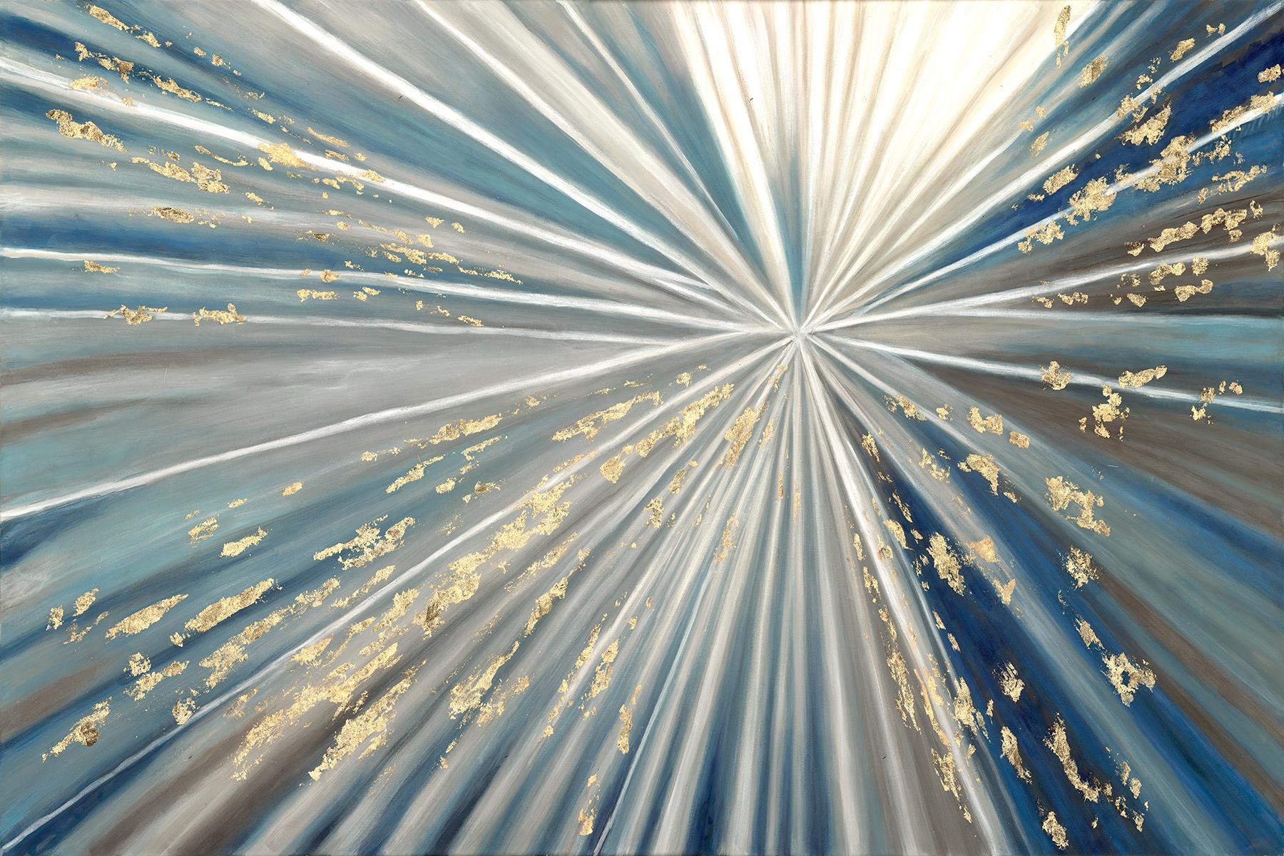 Temp Glass W/Foil - Starbust Blue/Gold/White Tempered Glass