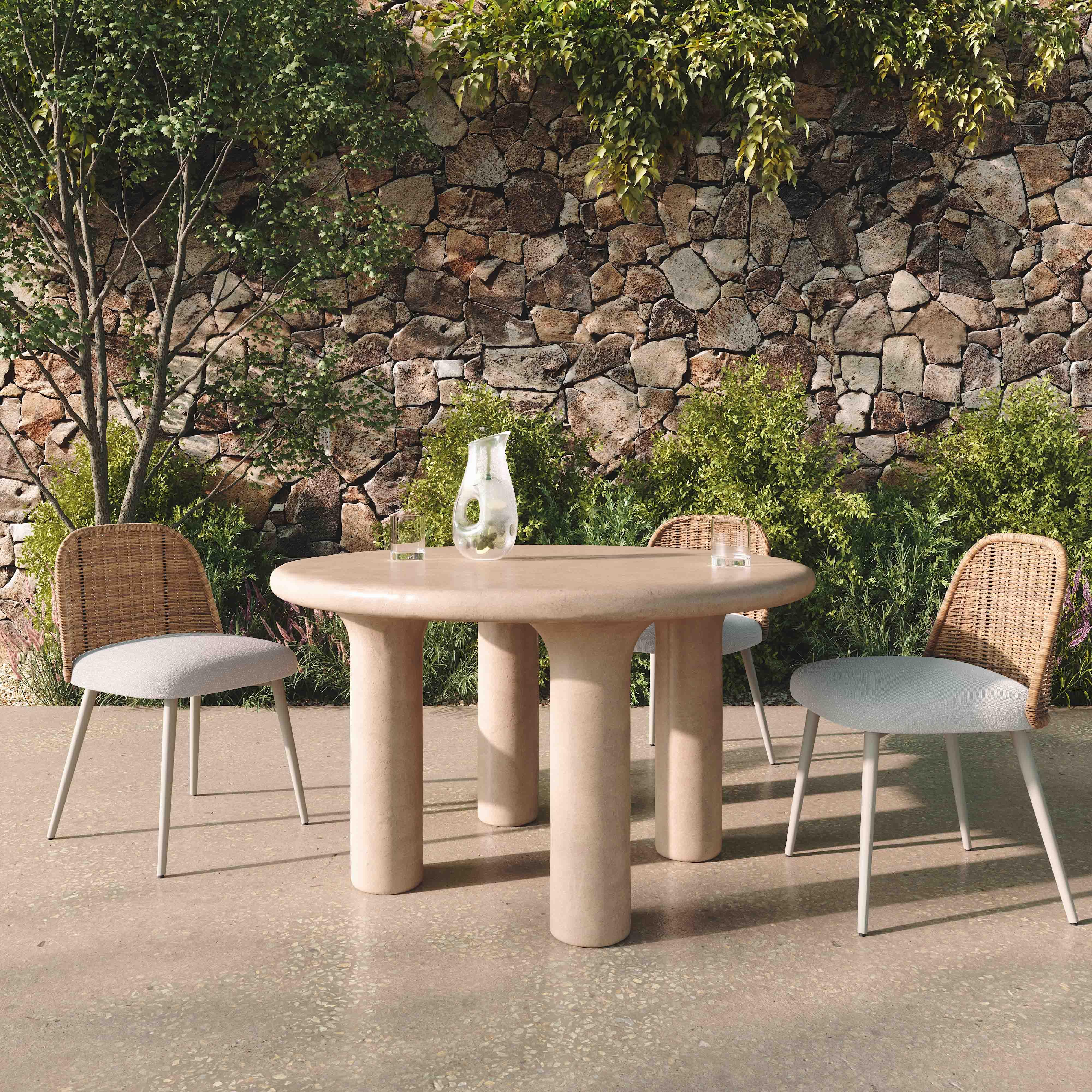 Barbara Cream Textured Indoor / Outdoor 47" Round Dining Table