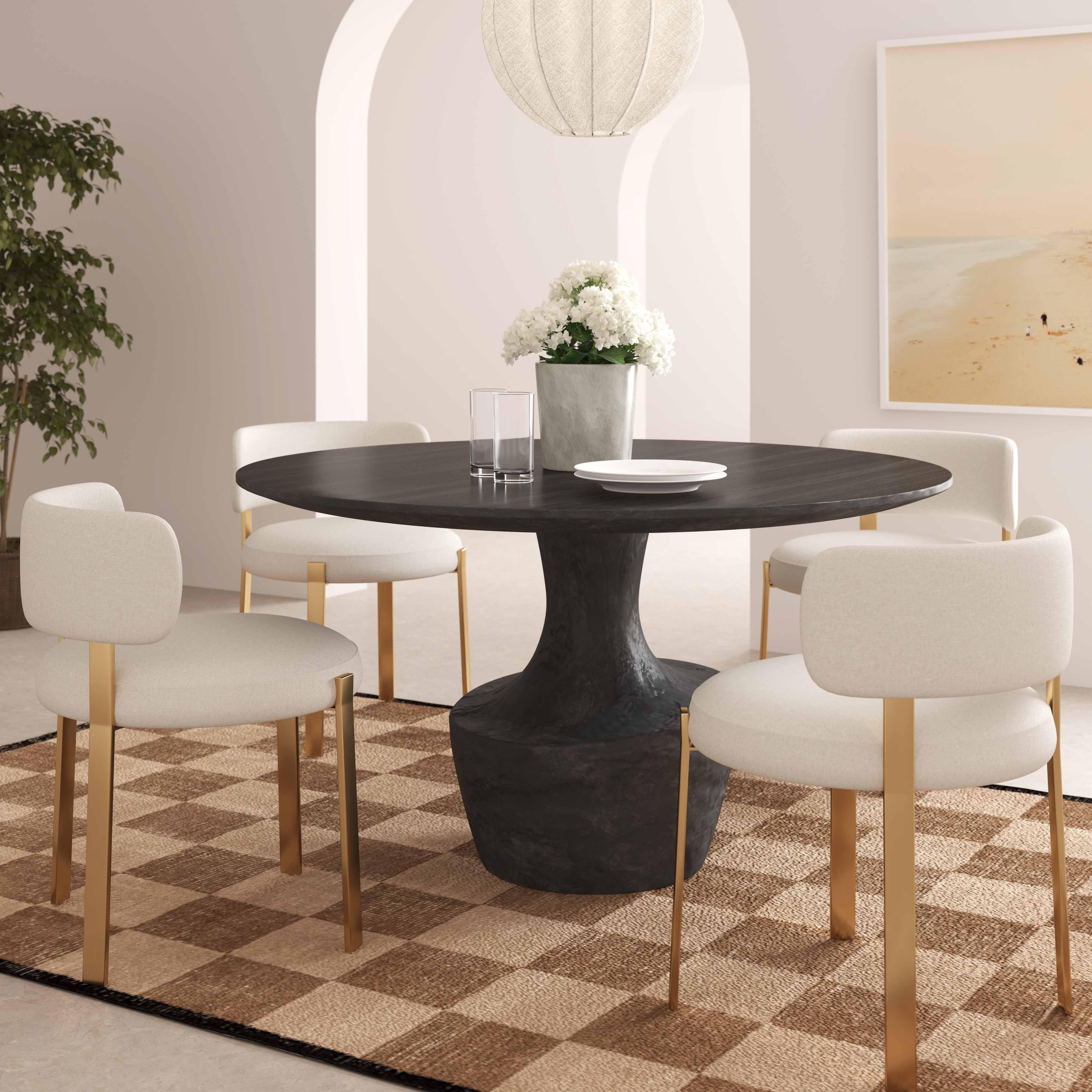 Gevra Black Acacia & Faux Plaster Dining Table - UK