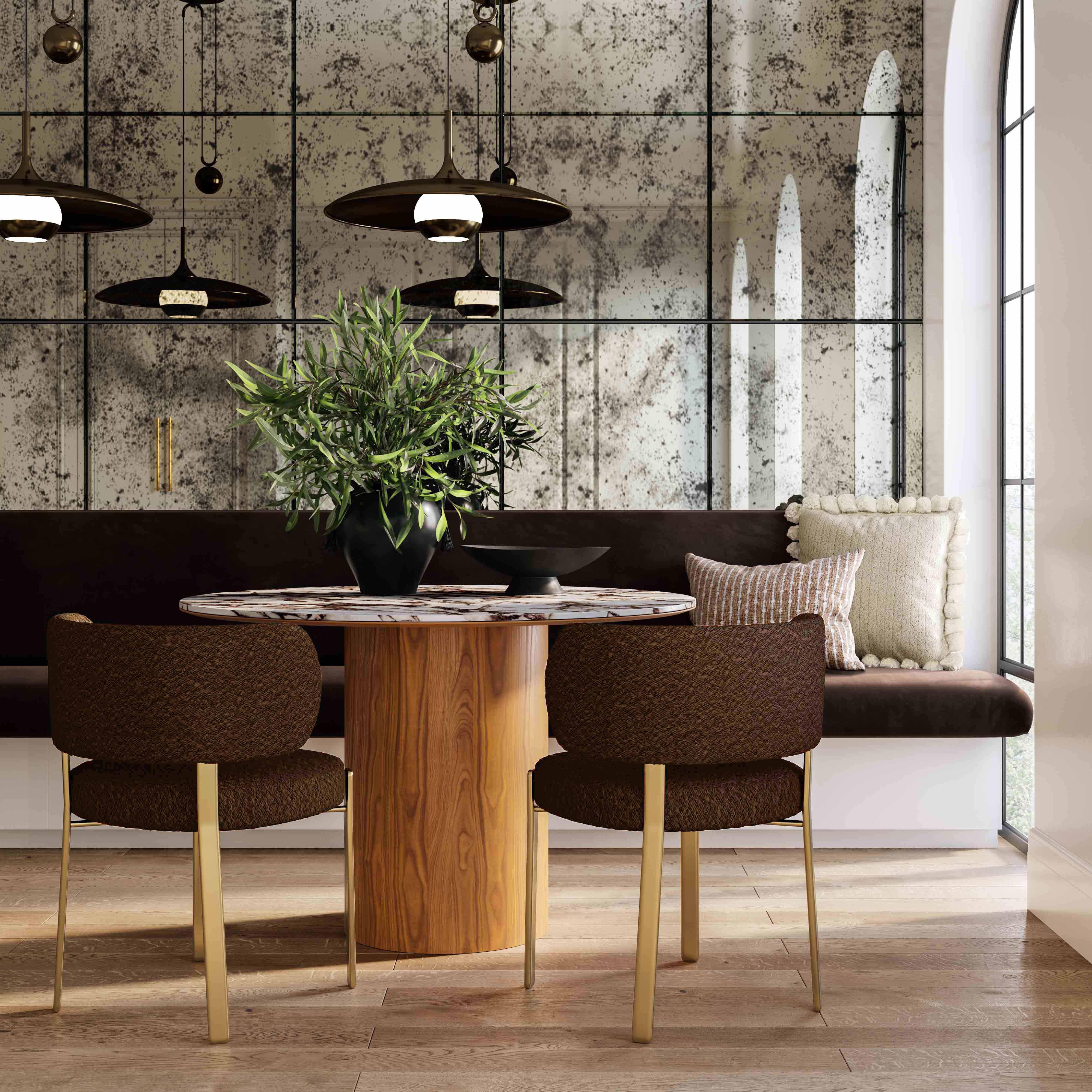Margaret Chocolate Brown Boucle Dining Chair - UK