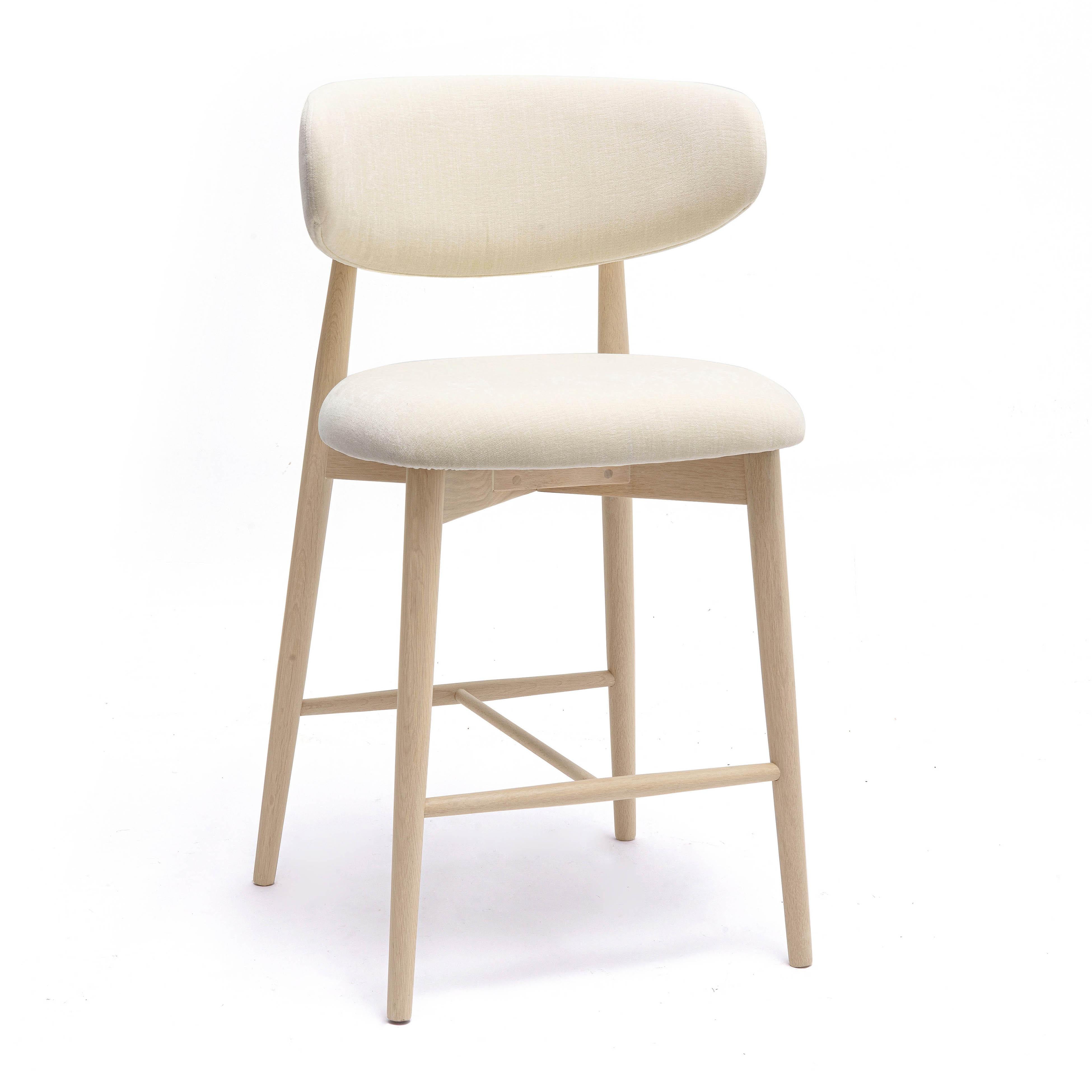 Zinea Cream Performance Textured Velvet Counter Stool