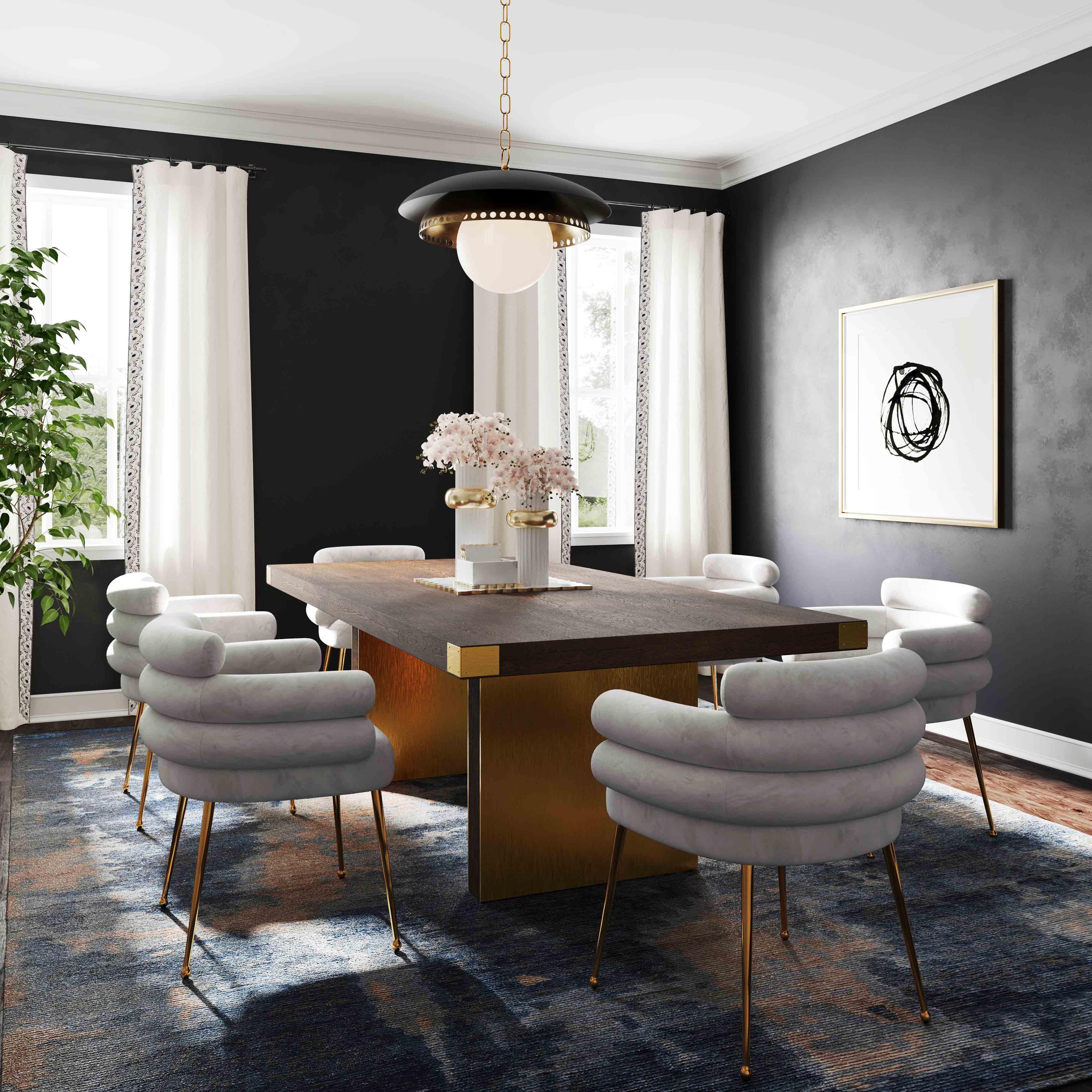 Dente Grey Velvet Dining Chair - UK