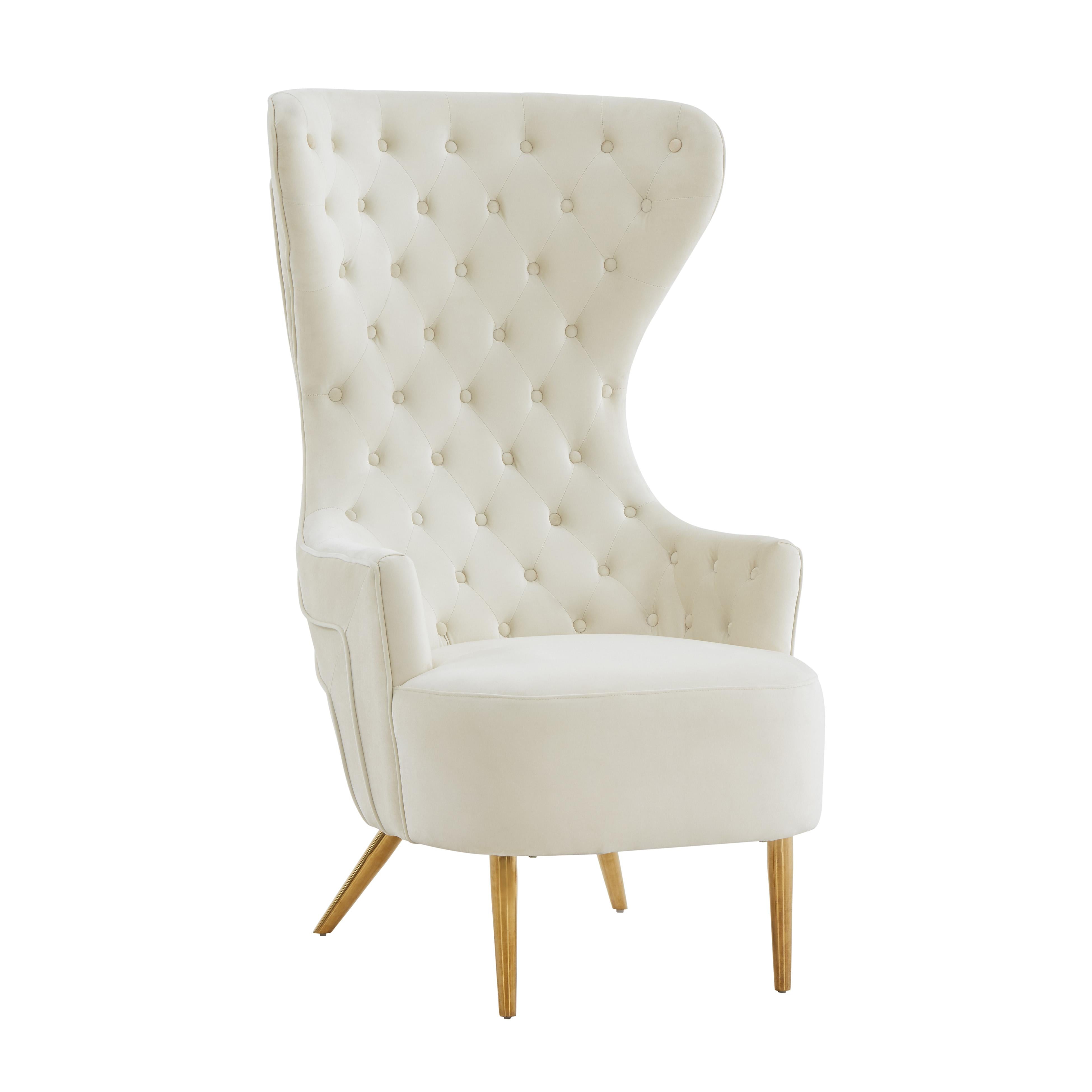 Jezebel Cream Velvet Wingback Chair - UK