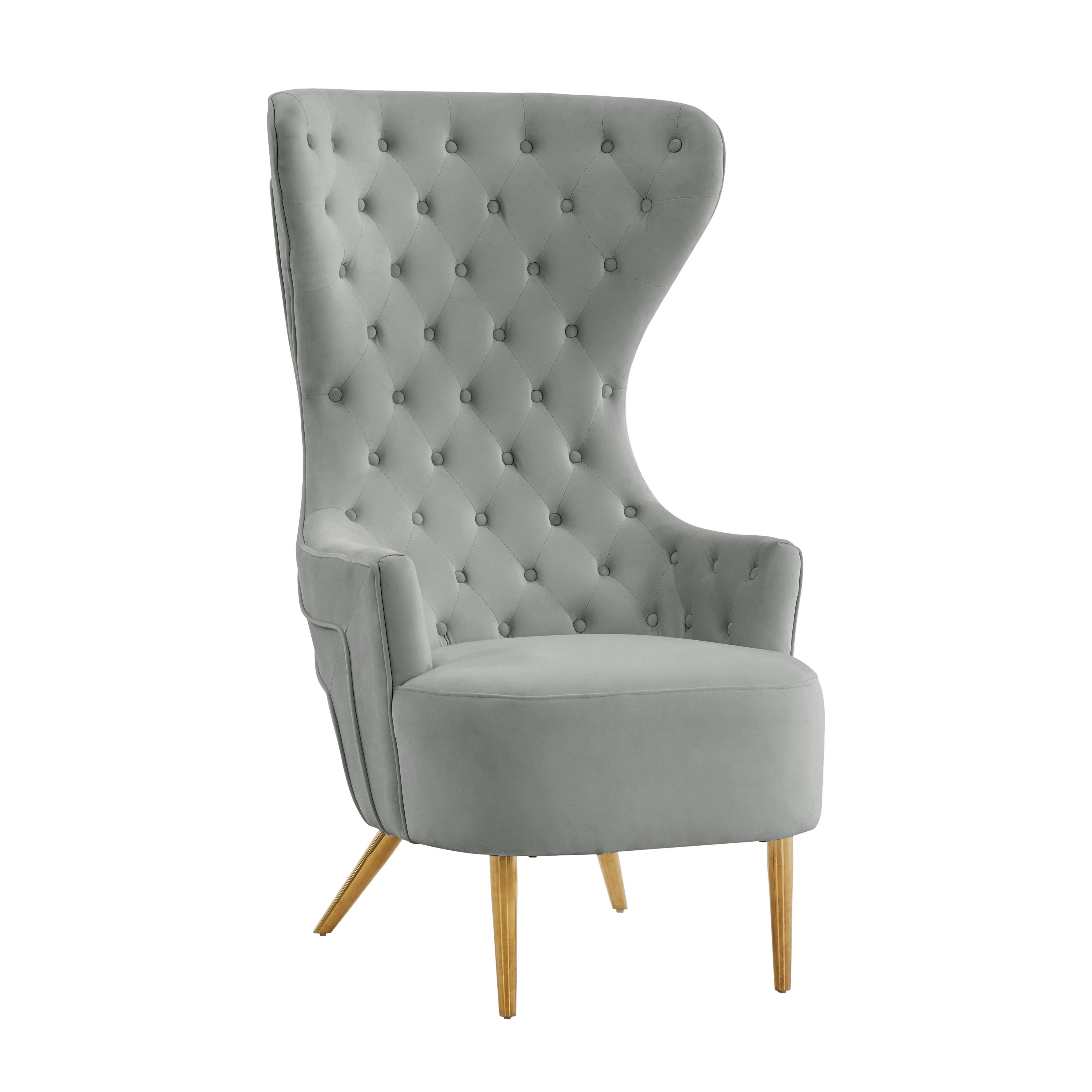 Jezebel Grey Velvet Wingback Chair - UK
