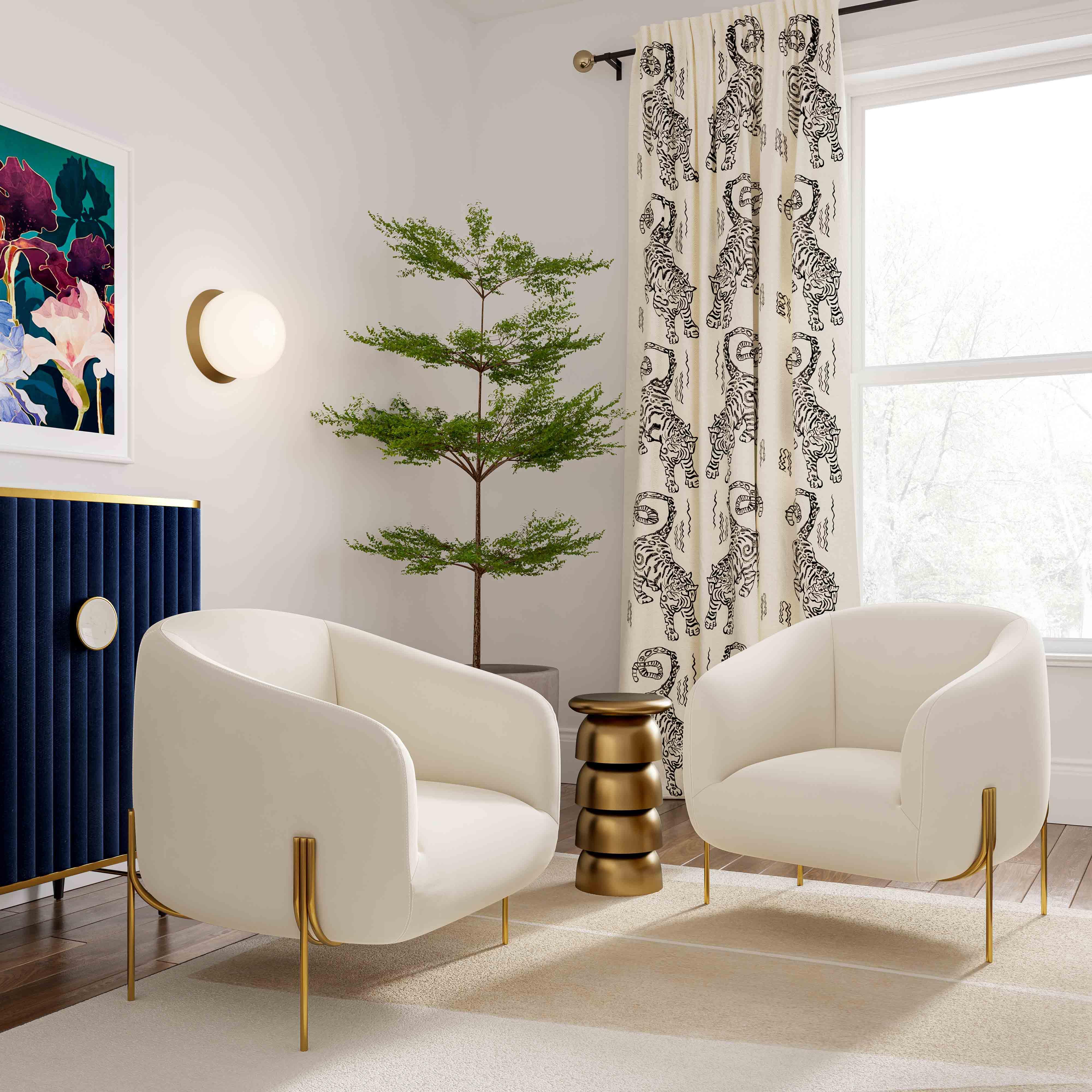 Kandra Cream Velvet Accent Chair - UK