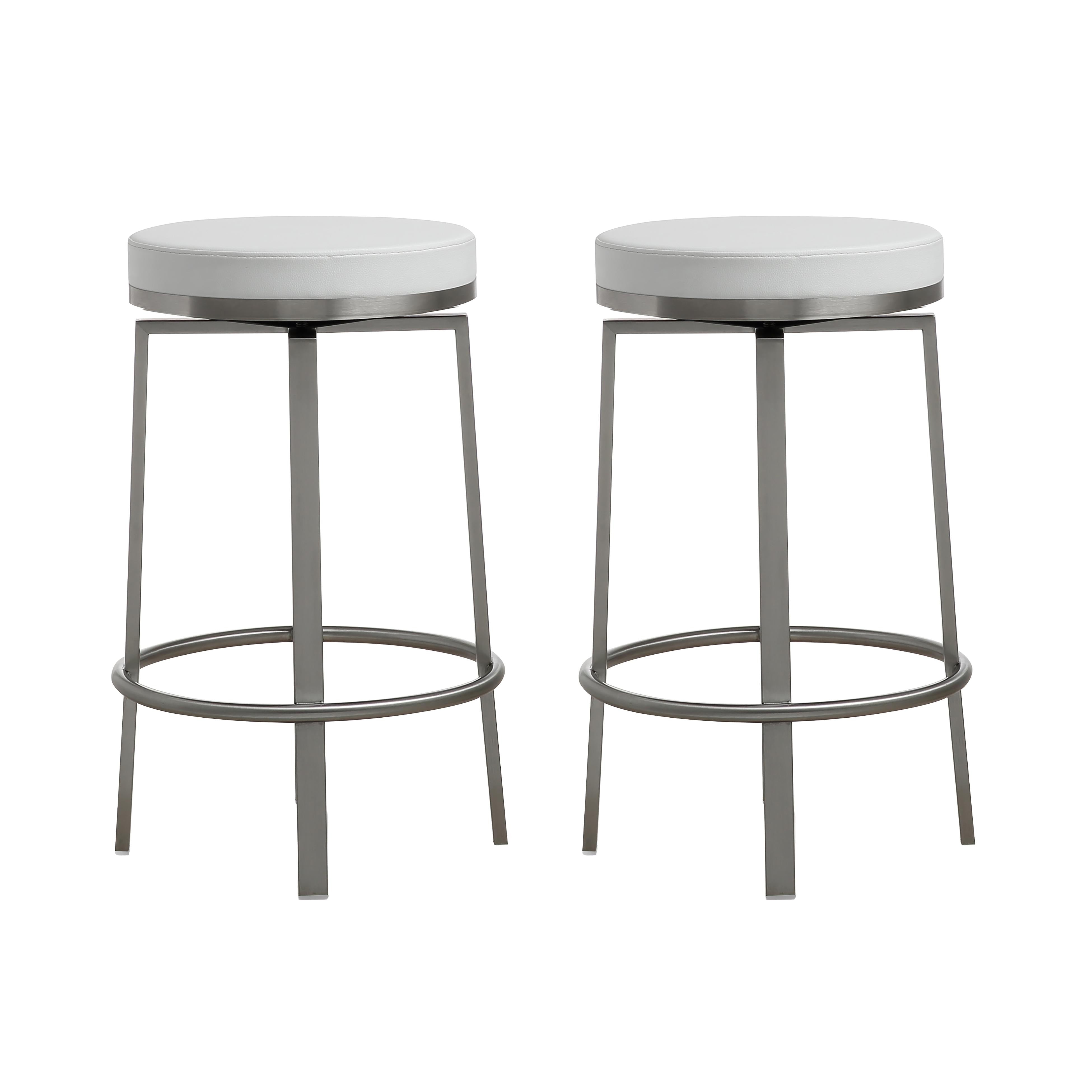 Pratt White Performance Vegan Leather Swivel Counter Stool - Set of 2