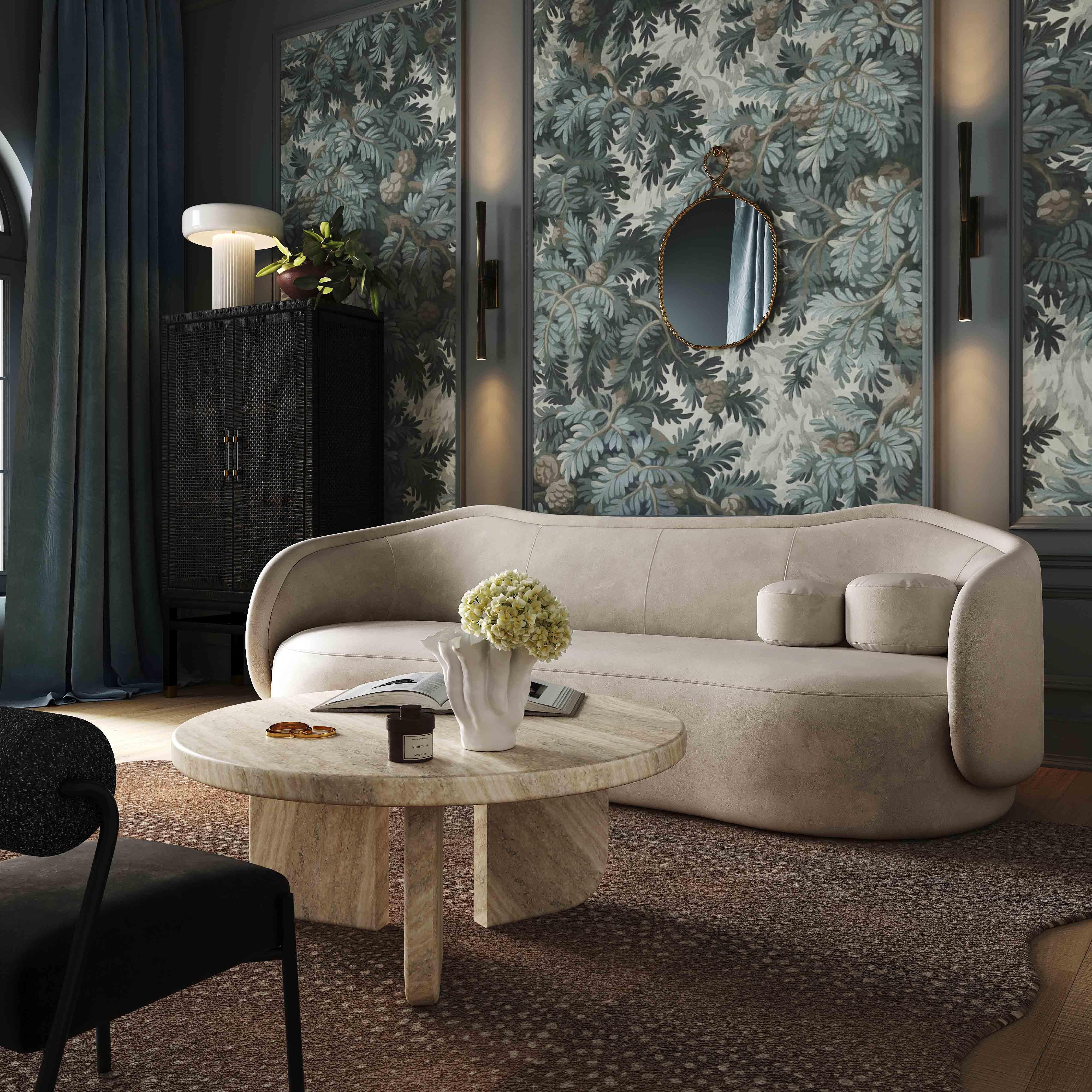 Circe Taupe Textured Velvet Sofa - UK