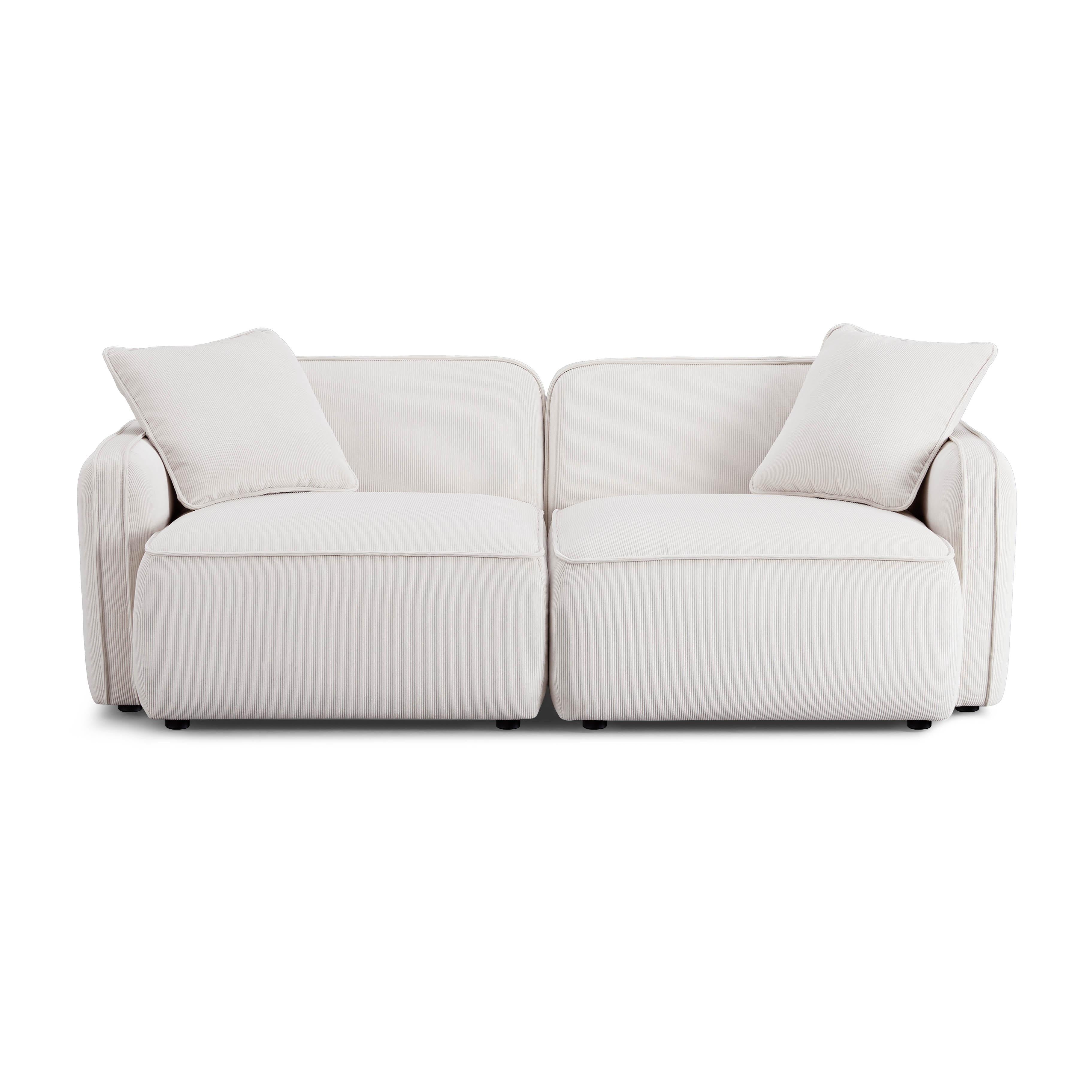 Travie White Sand Performance Corduroy Velvet Modular Loveseat