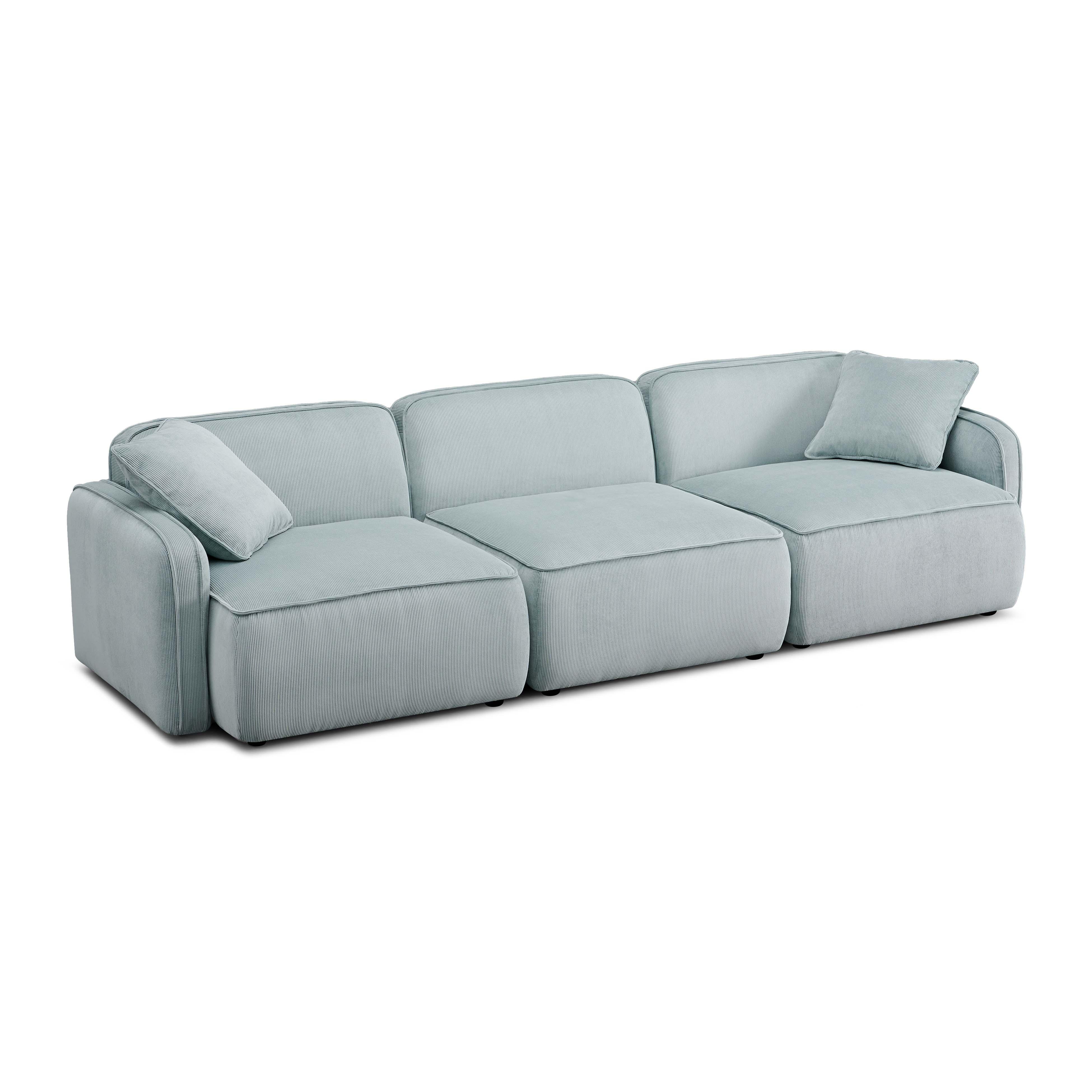 Travie Sea Foam Performance Corduroy Velvet Modular Sofa