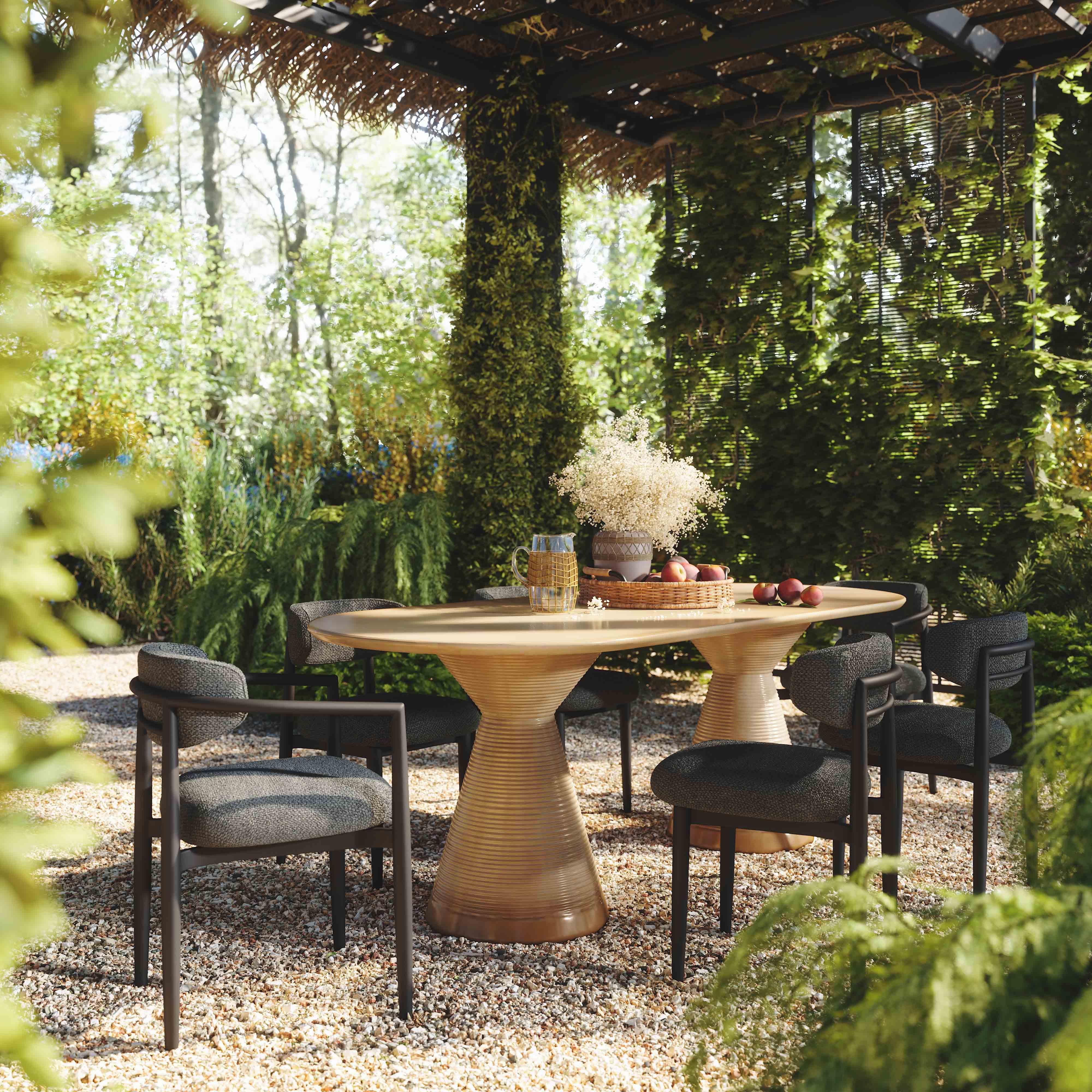 Annika Black Textured Outdoor Dining Side Chair