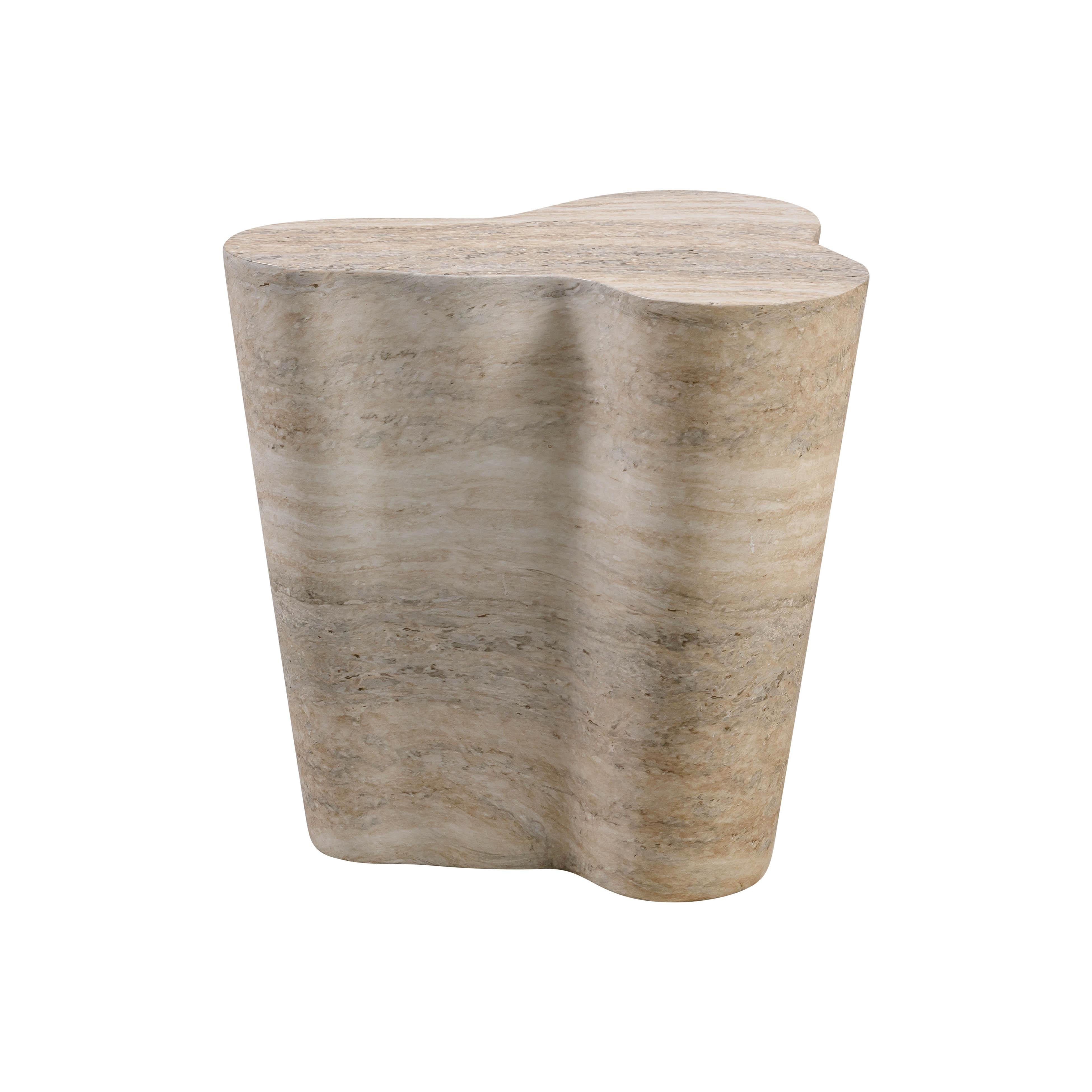 Slab Faux Travertine Short Side Table - UK
