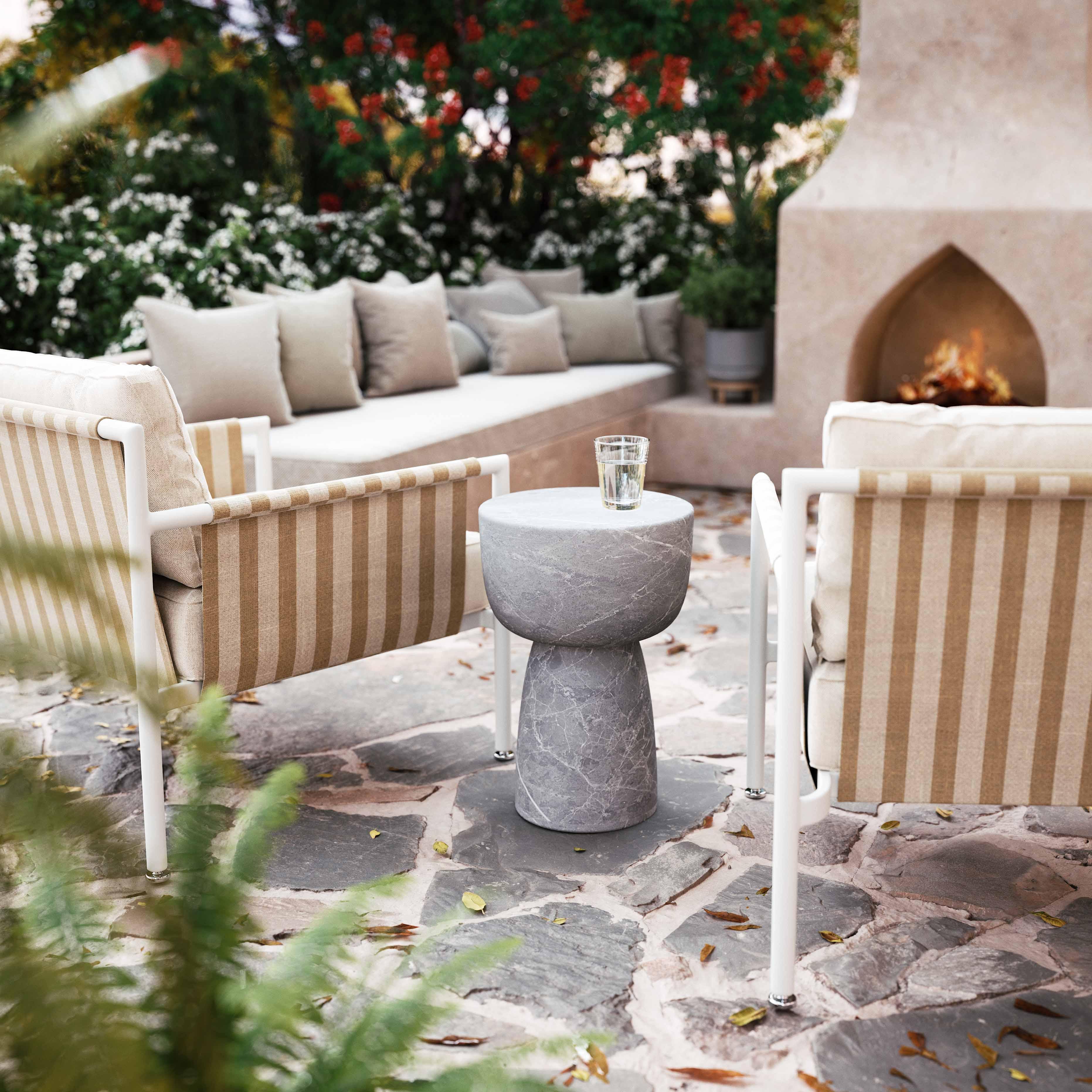 Charra Grey Faux Marble Indoor/Outdoor Side Table