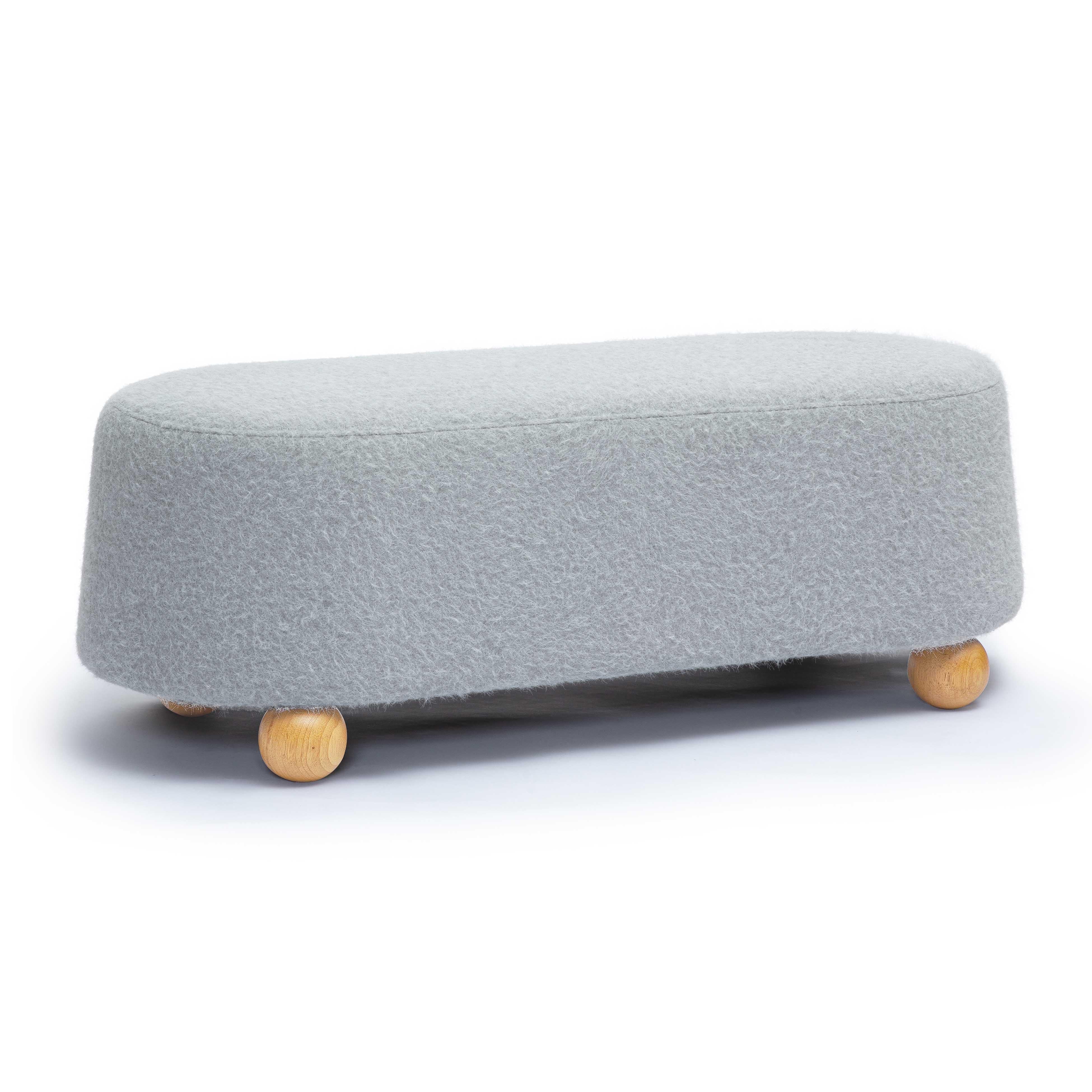 Jaine Stone Grey Loose Mohair Large Ottoman