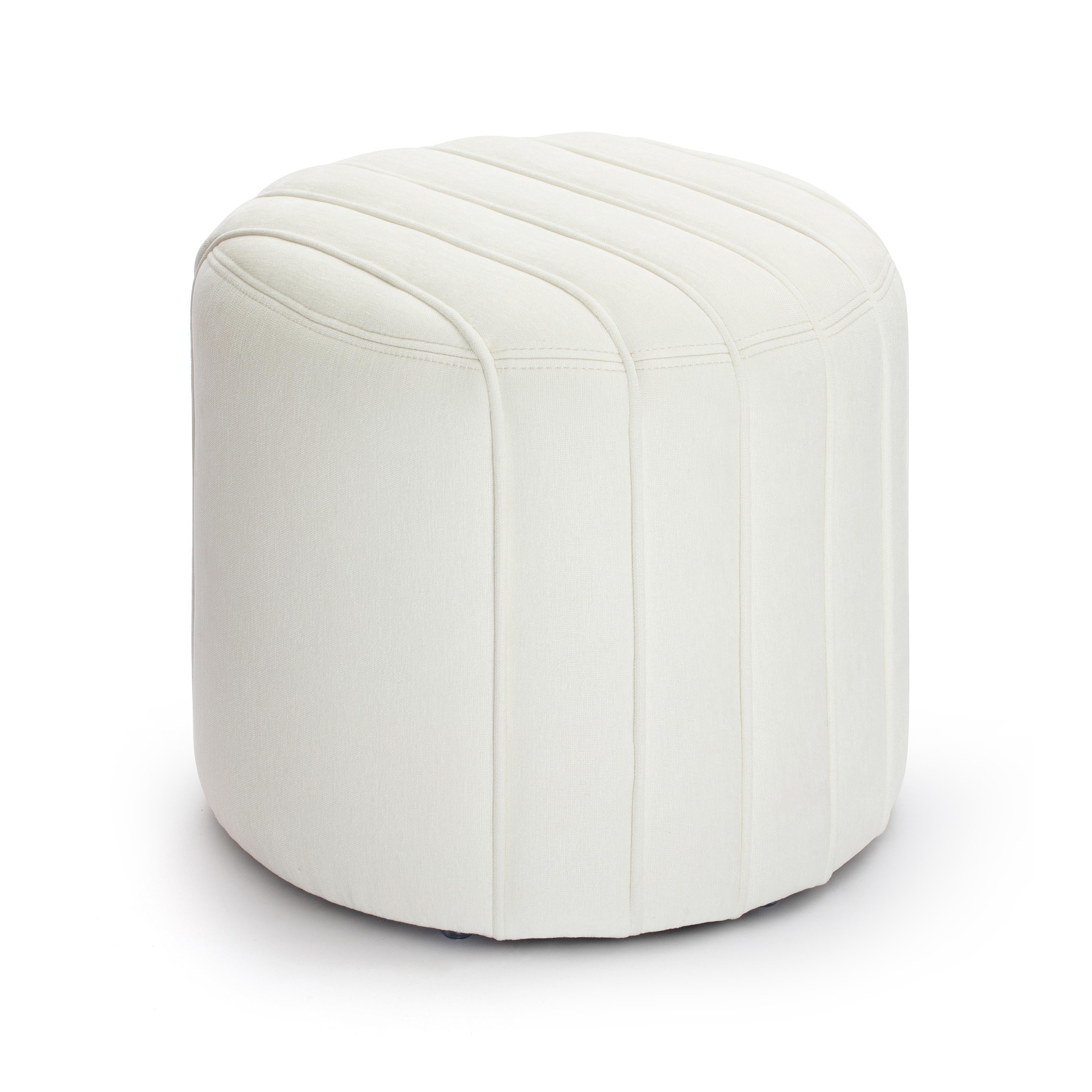 Pouch Cream Chenille Ottoman