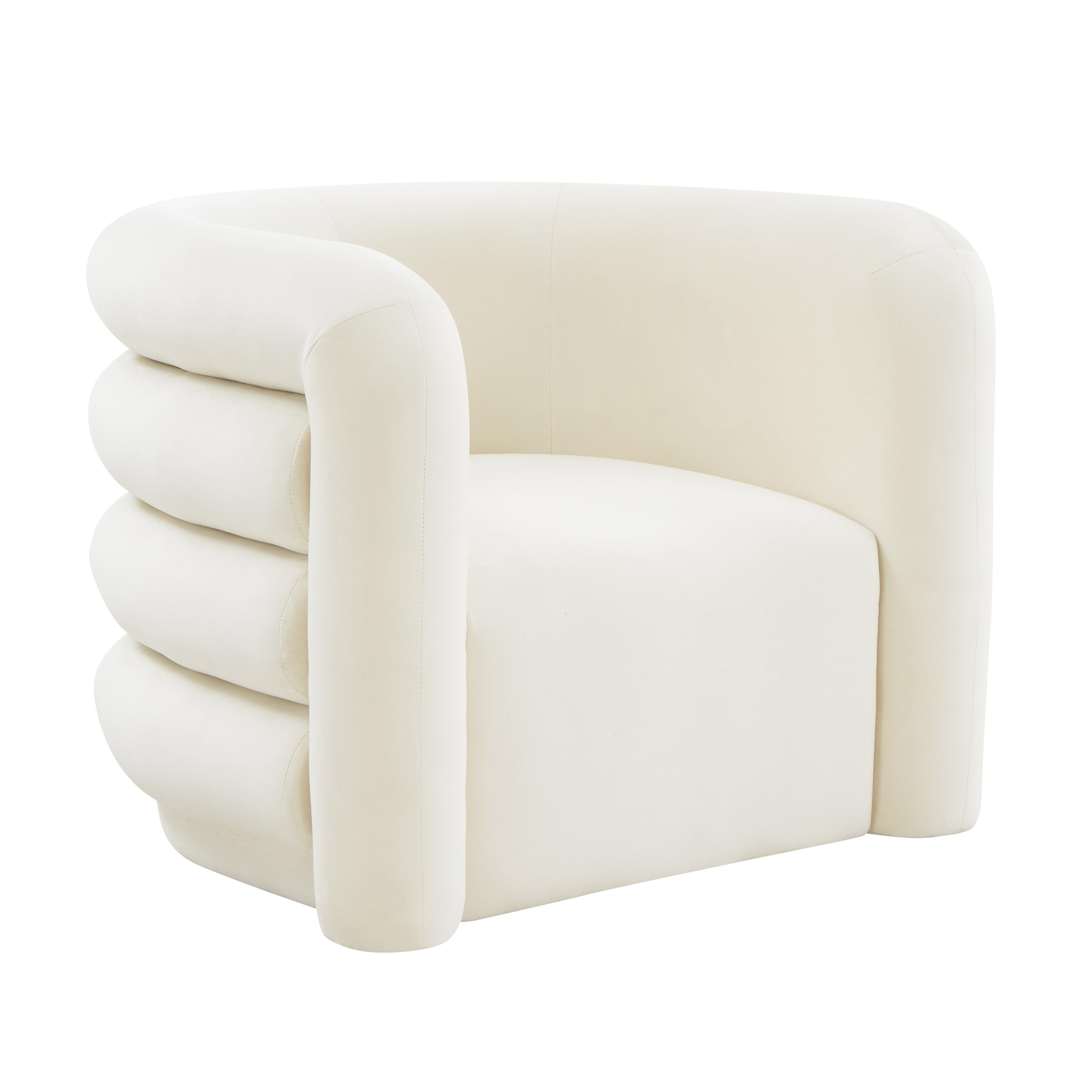 Curves Cream Velvet Lounge Chair - UK