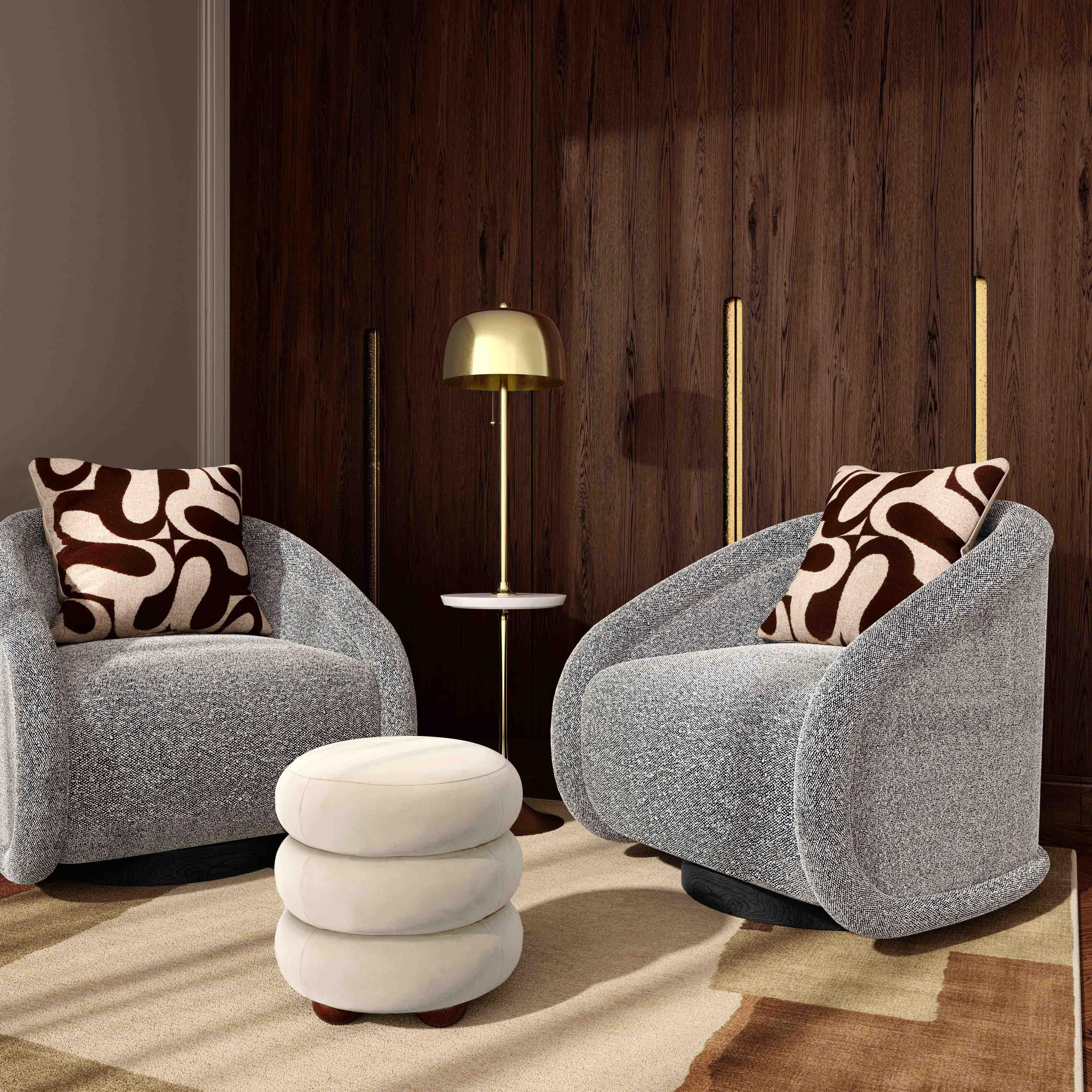 Rory Grey Boucle Swivel Chair