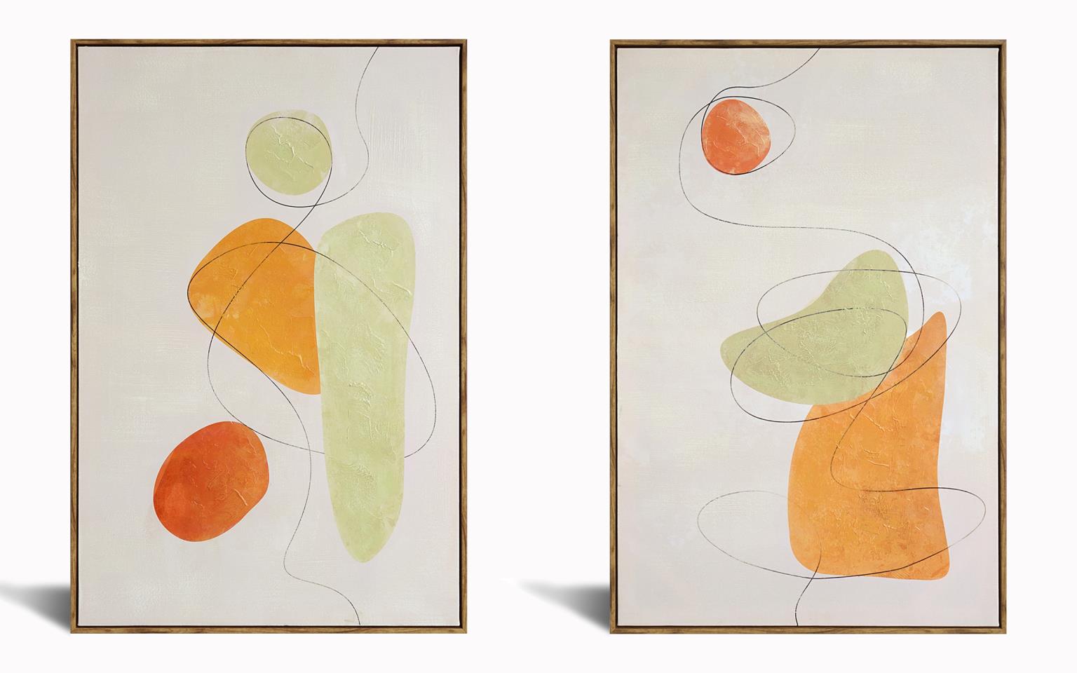 Hand Painted Textured Canvas In Frame (Set) Curated Canvas