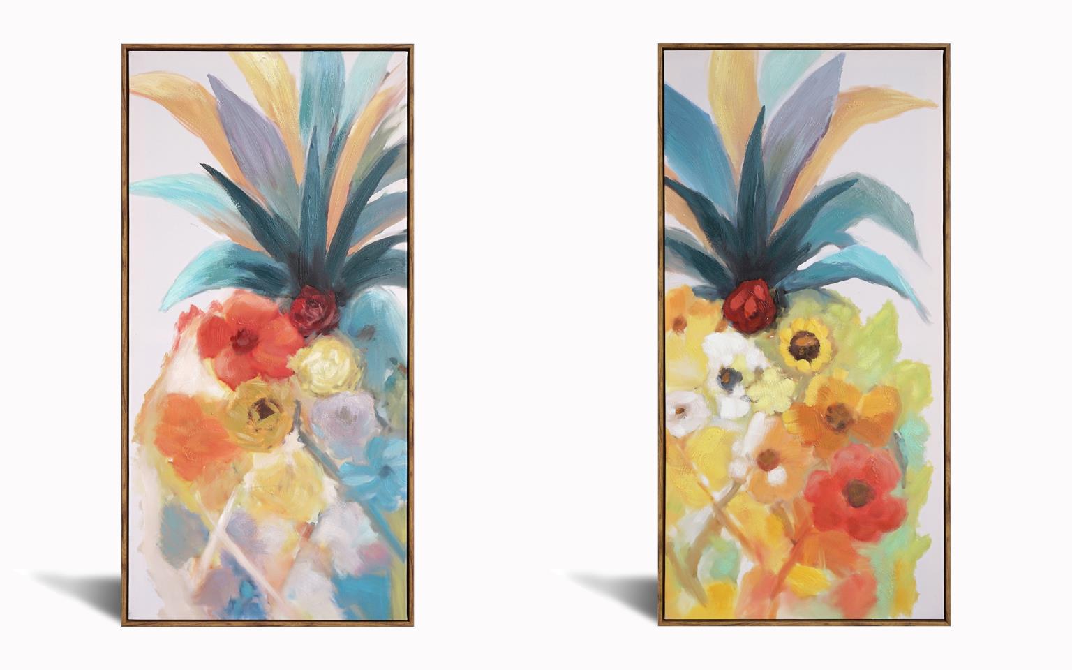 Hand Painted Textured Canvas In Frame (Set) Curated Canvas