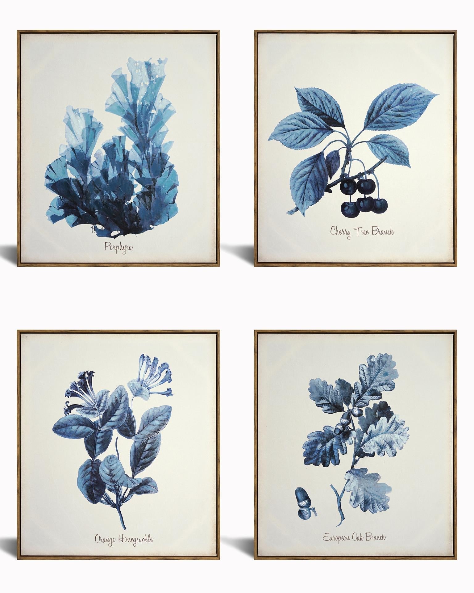 Hand Painted Textured Canvas W/ Foil In Frame (Set) Curated Canvas