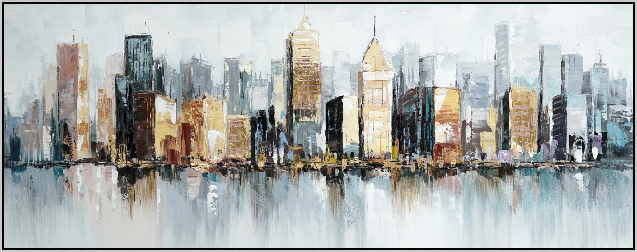 Hand Painted Textured Canvas W/ Foil In Frame Curated Canvas