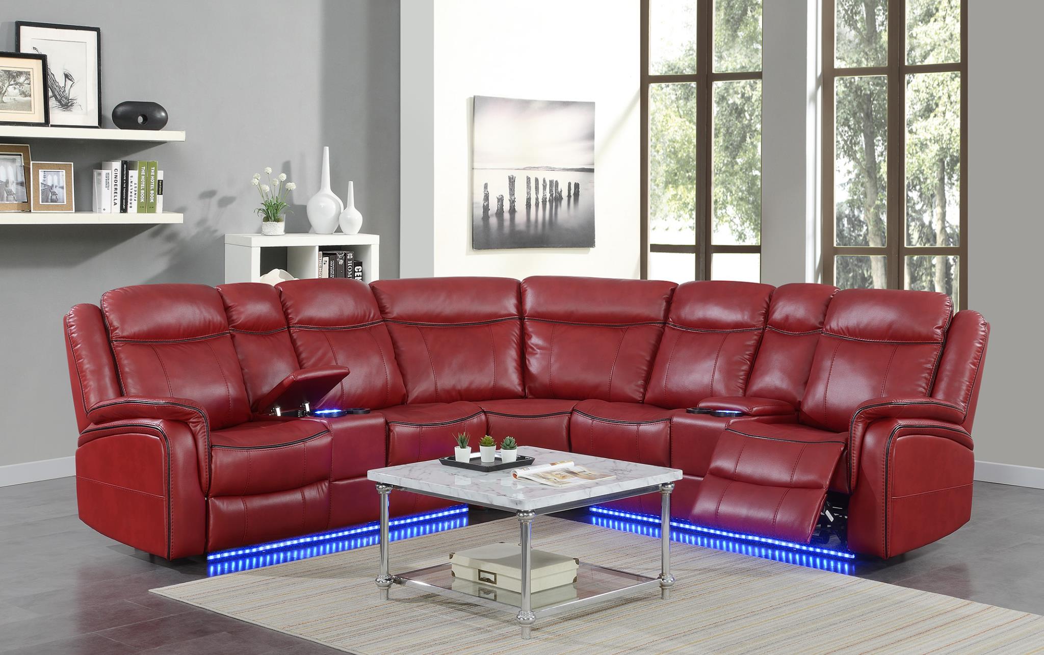 Henry Red 3 Pc Power Reclining Sectional (2 Pwr) Living Collection