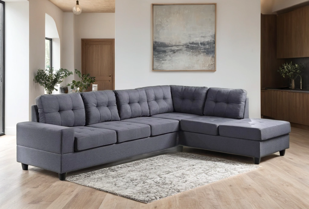 James Light Gray Reversible Sectional – FREE TV or Area Rug!