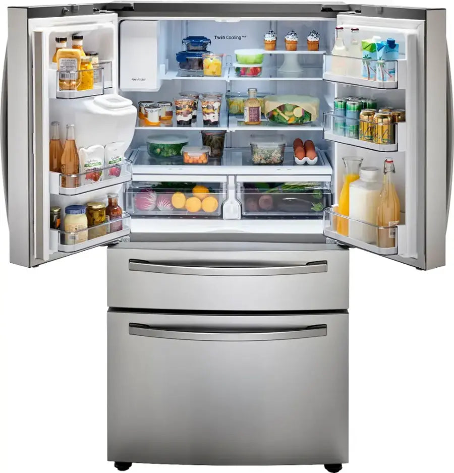 Samsung - 28 Cu. Ft. 4-Door French Door Smart Refrigerator with FlexZone Drawer - Stainless Steel