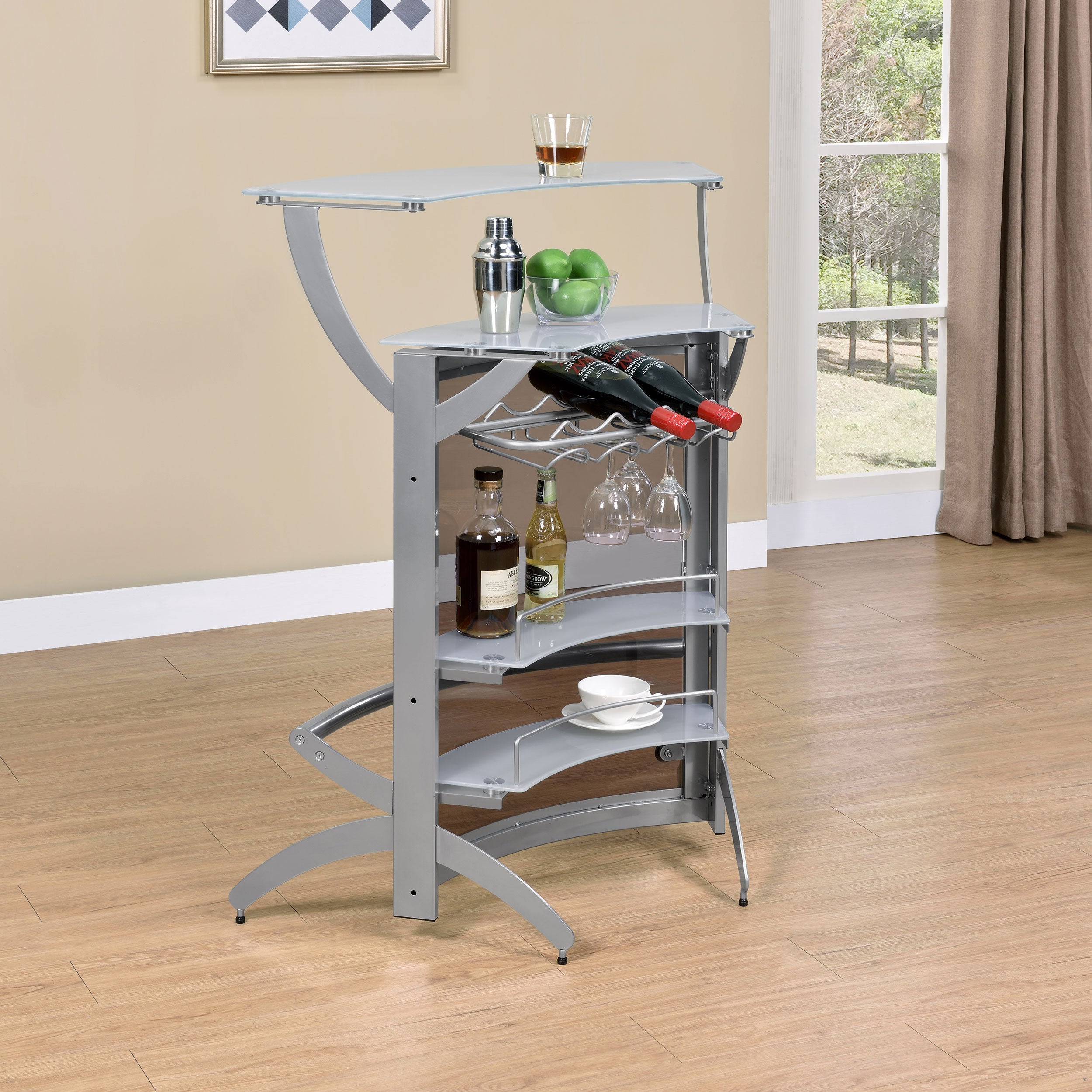 Dallas  Curved Freestanding Home Bar Cabinet Black