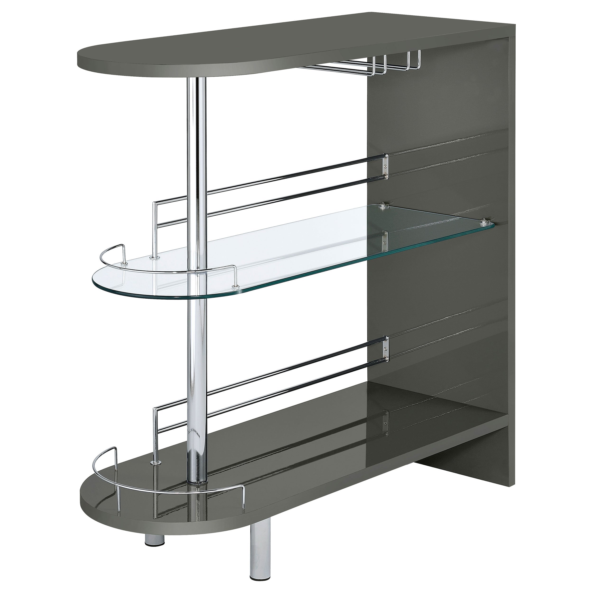Adolfo Rectangular 2-tier Home Bar Table Black High Gloss
