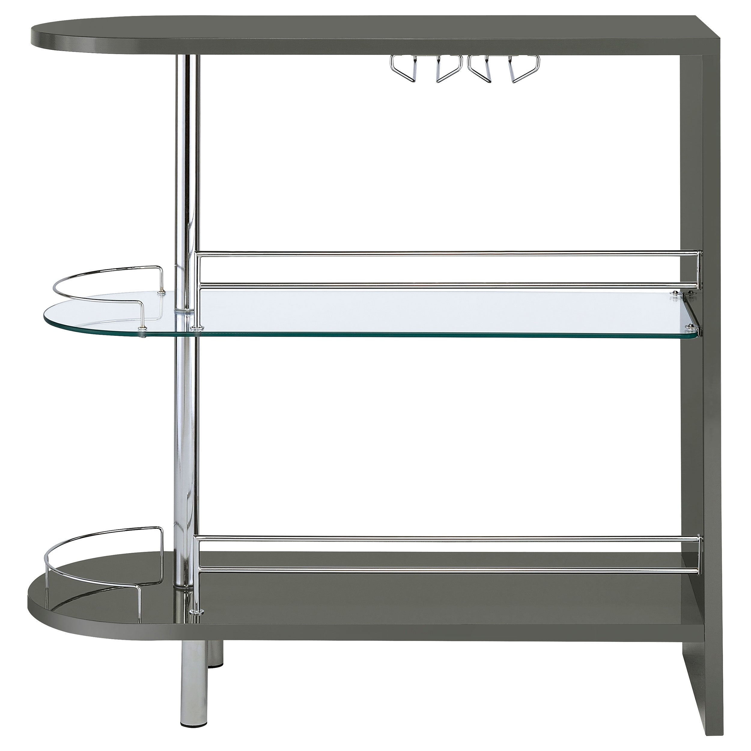 Adolfo Rectangular 2-tier Home Bar Table Black High Gloss