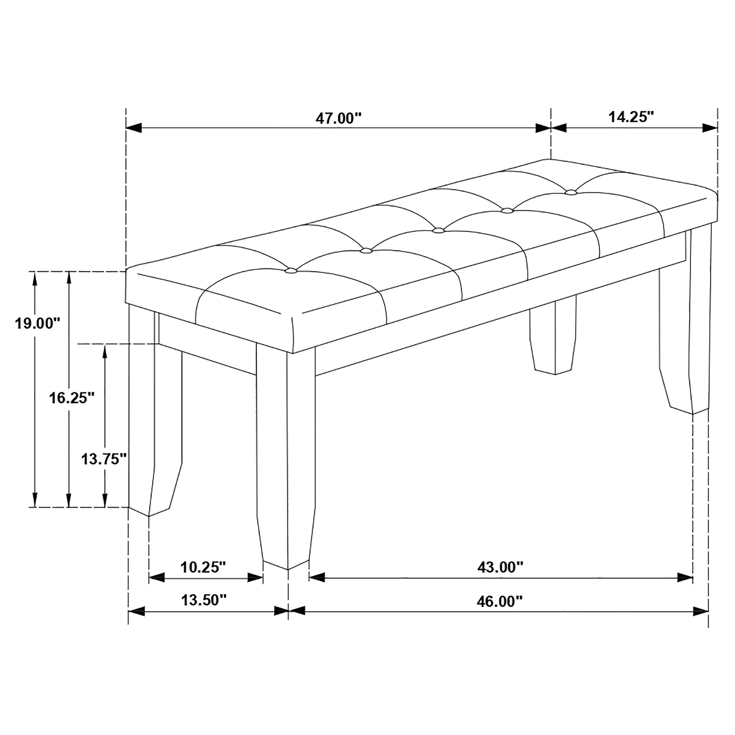 Dalila Fabric Upholstered Wood Dining Bench Dark Grey