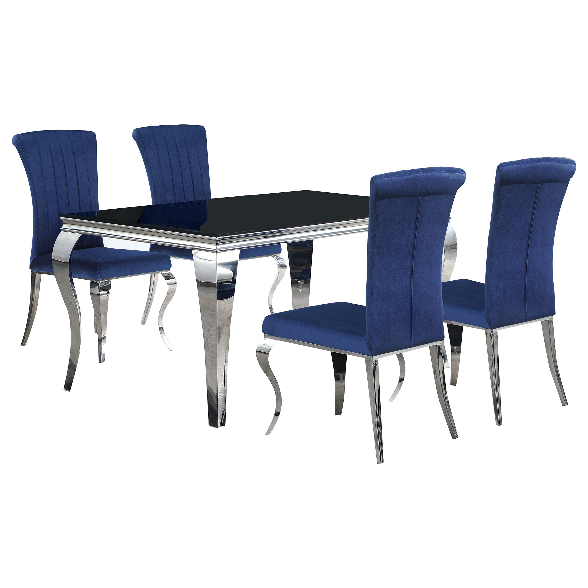 Carone  61-inch Rectangular Black Glass Dining Set Black