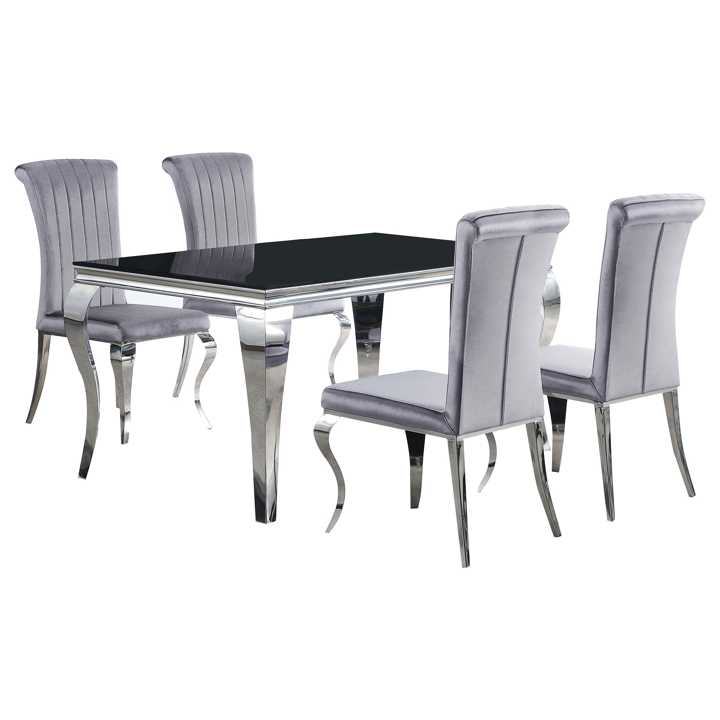 Carone  61-inch Rectangular Black Glass Dining Set Black