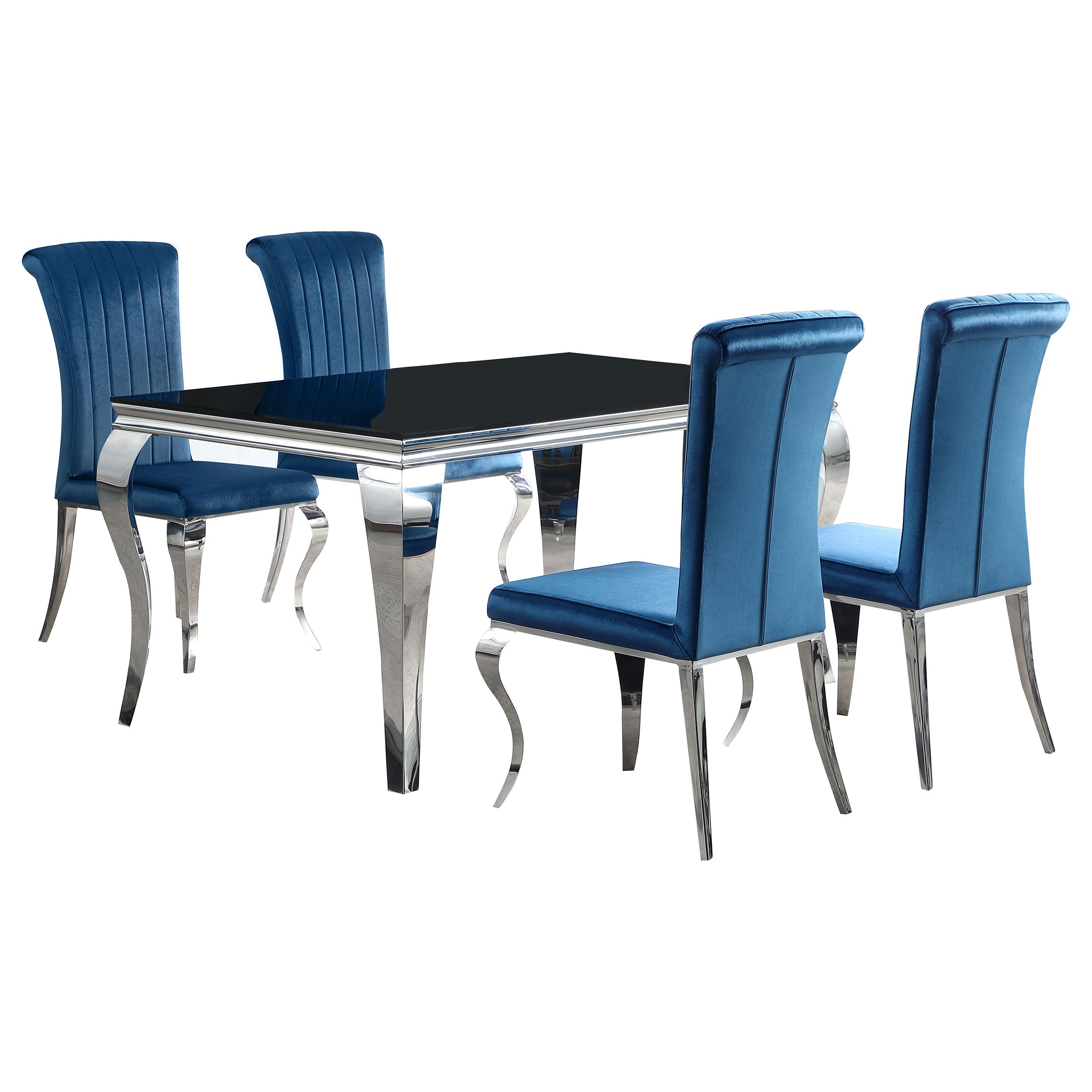Carone  61-inch Rectangular Black Glass Dining Set Black