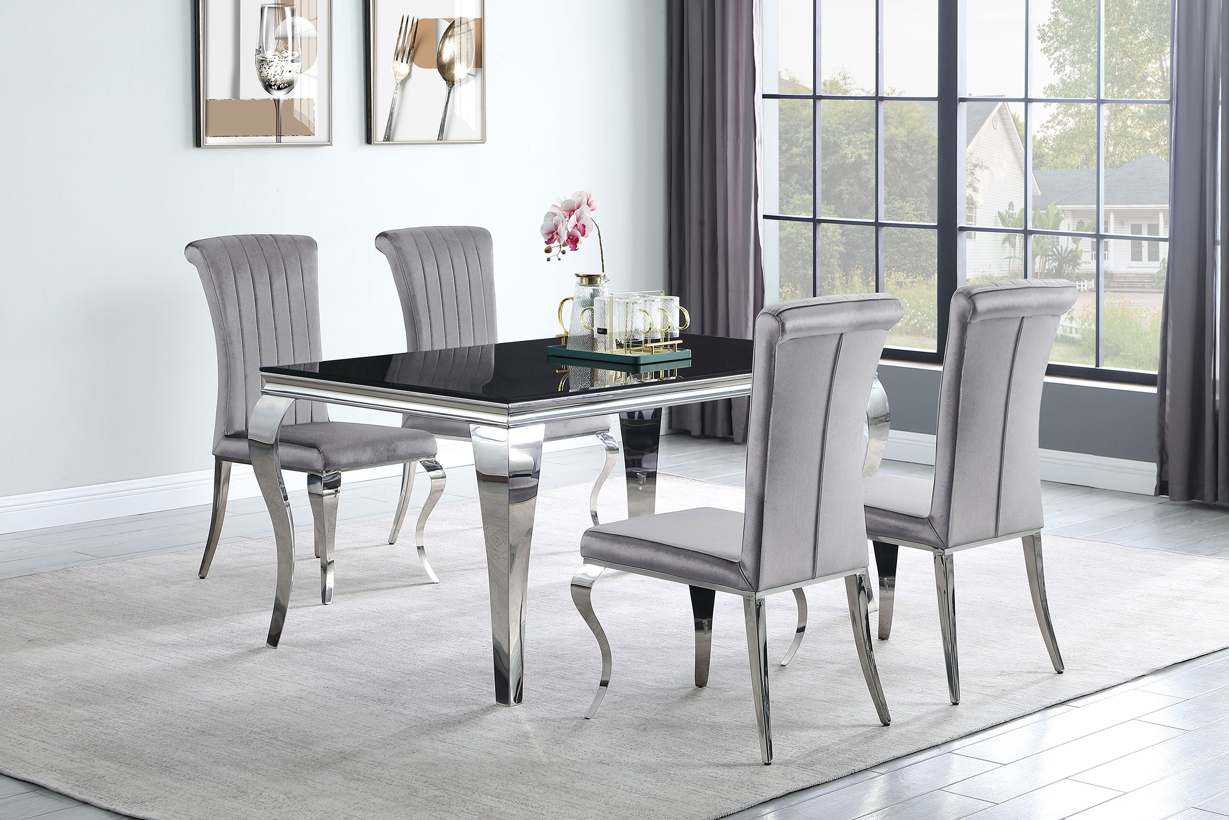 Betty Velvet Upholstered Dining Chair Ink Blue (Set of 4)