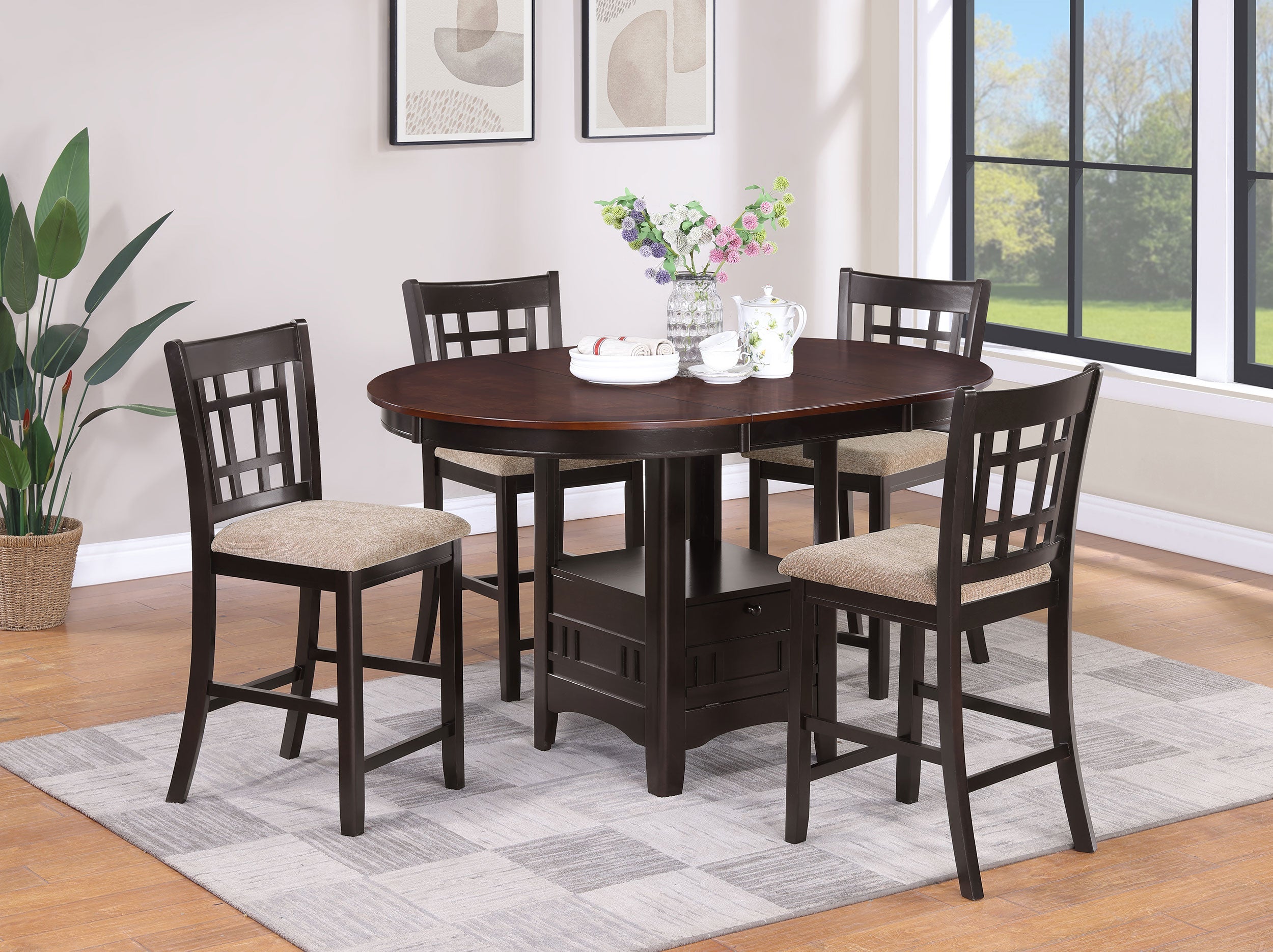 Lavon  Oval Counter Height Dining Set Light Chestnut