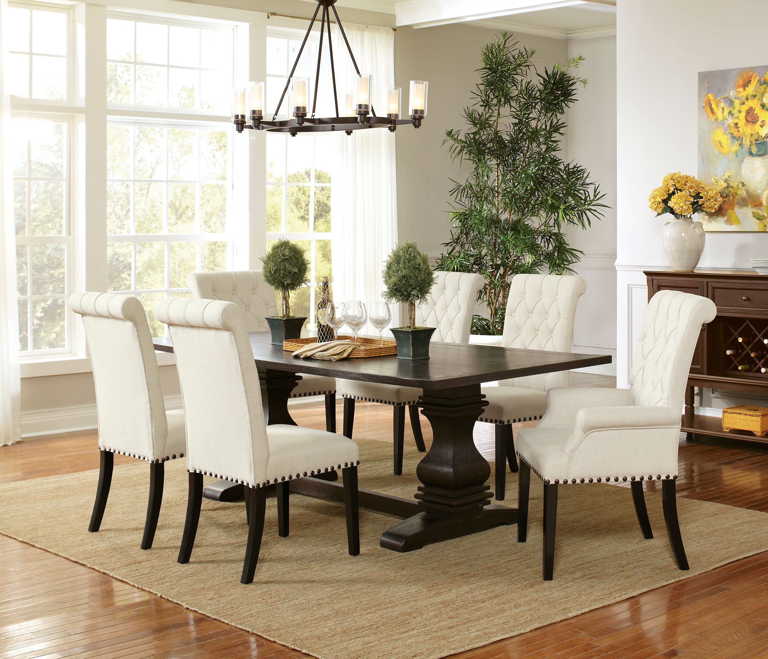 Parkins  Rectangular Dining Table Set Rustic Espresso