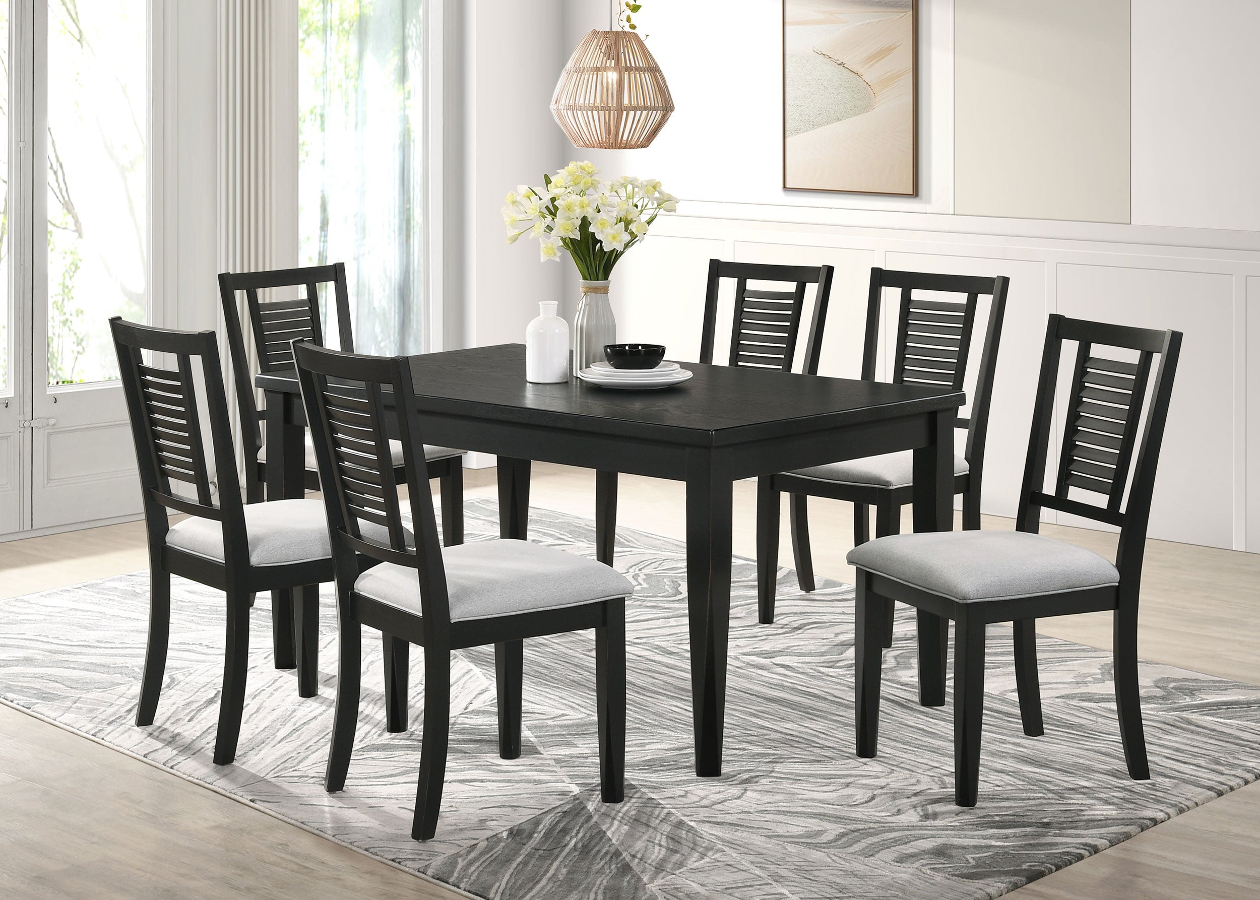 Appleton Rectangular Dining Set Distressed White