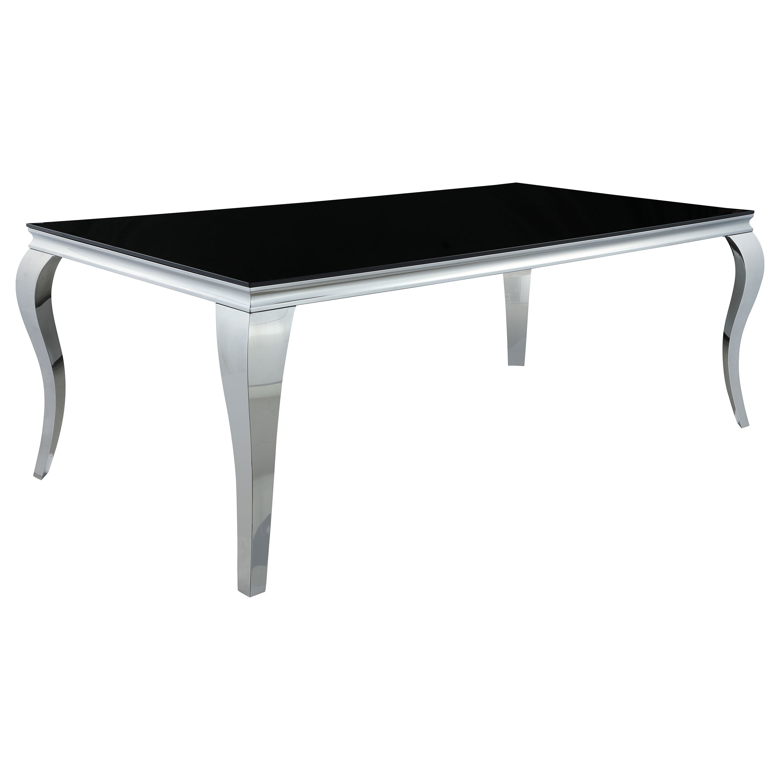Carone  81-inch Rectangular Black Glass Dining Set Black