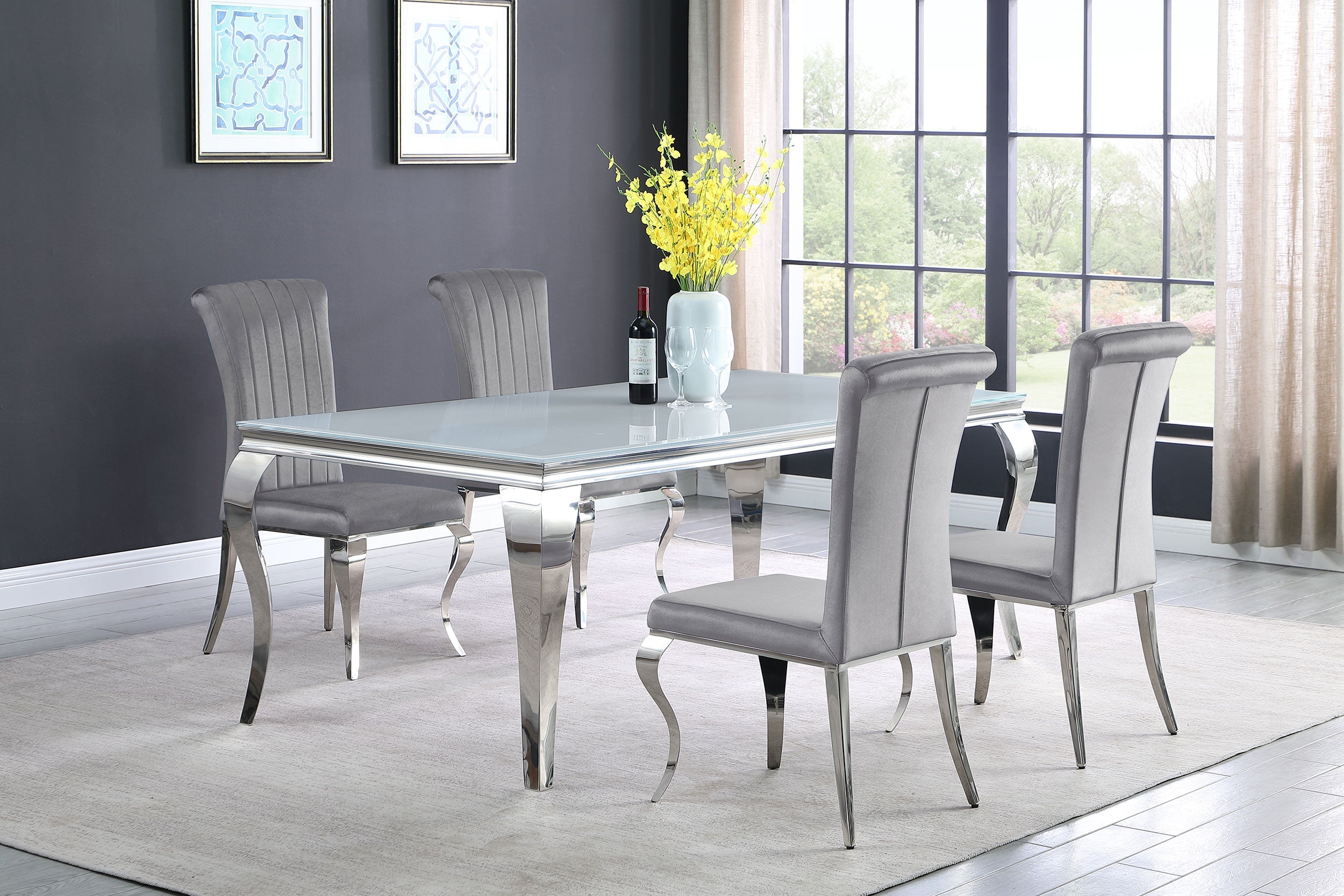 Carone Rectangular 61-inch Glass Top Dining Table Black