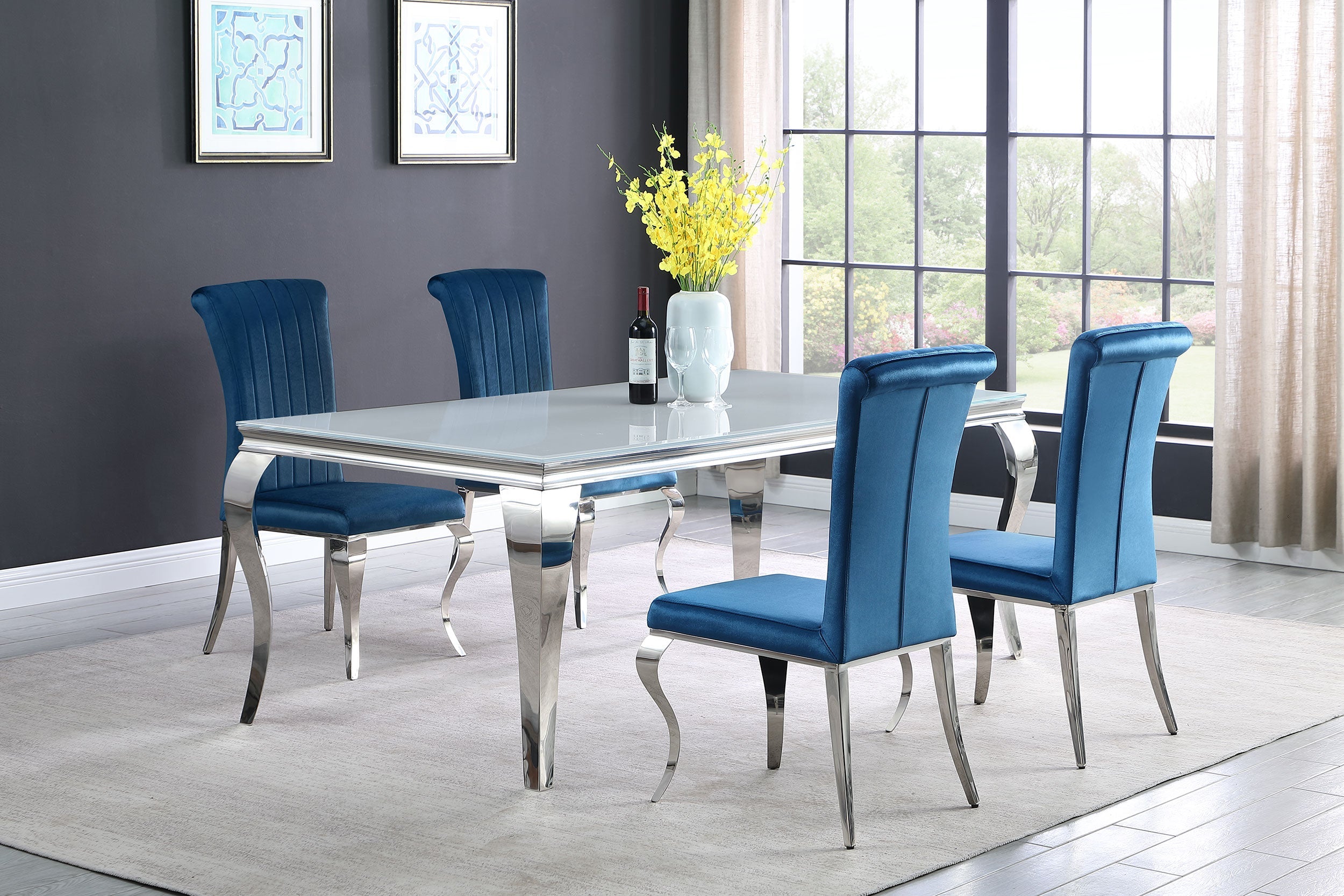 Carone Rectangular 61-inch Glass Top Dining Table Black