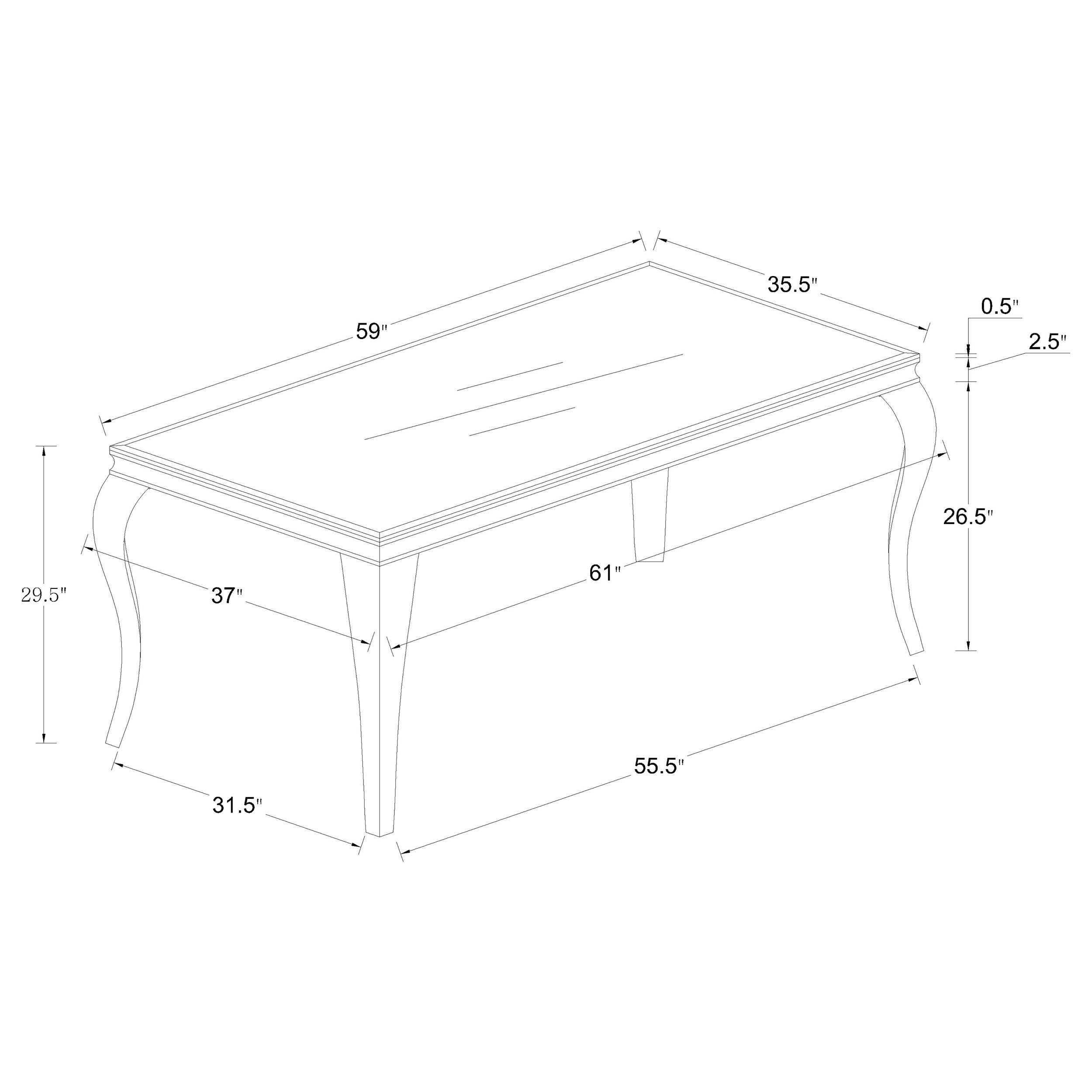 Carone  61-inch Rectangular White Glass Dining Set Black