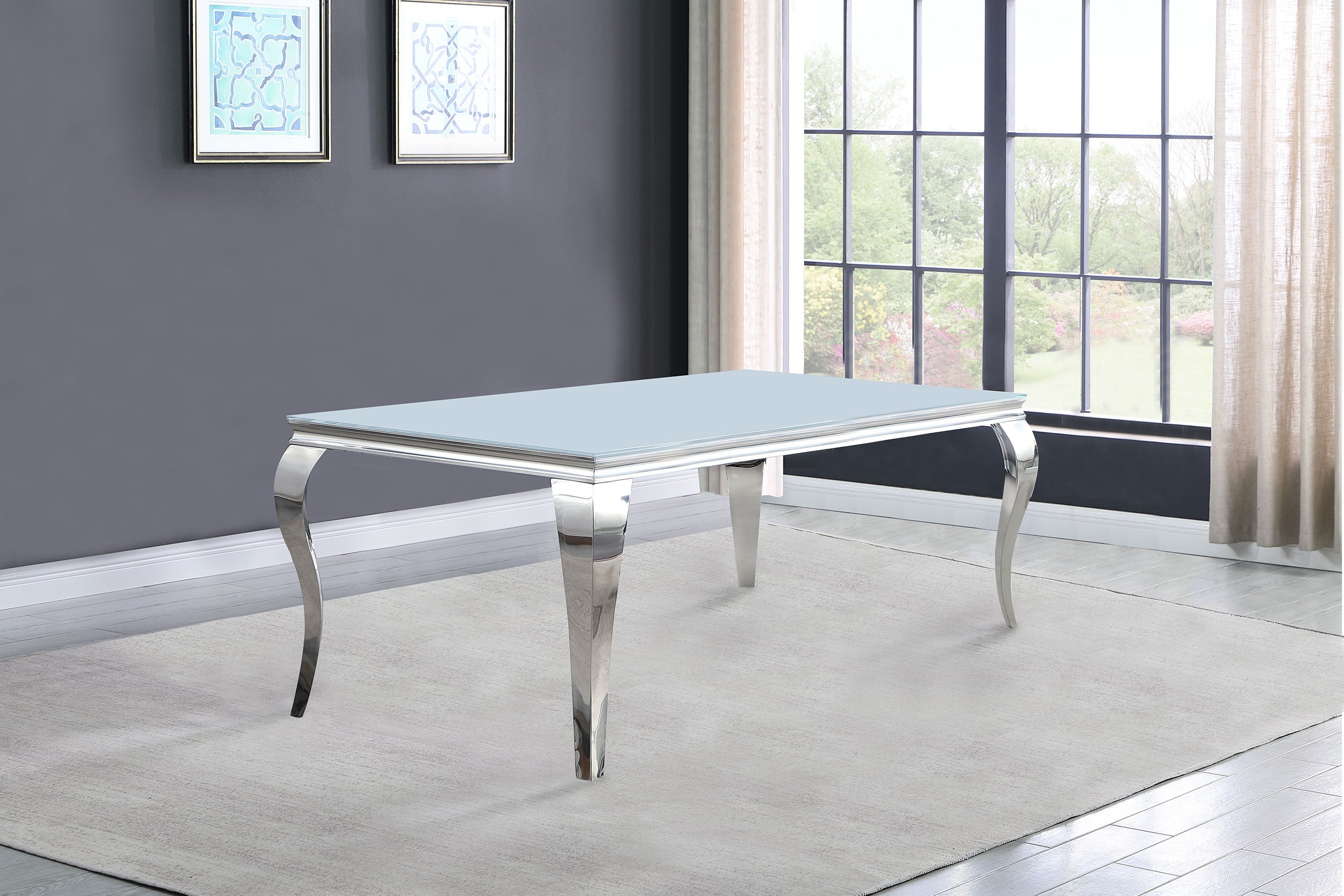 Carone Rectangular 61-inch Glass Top Dining Table Black