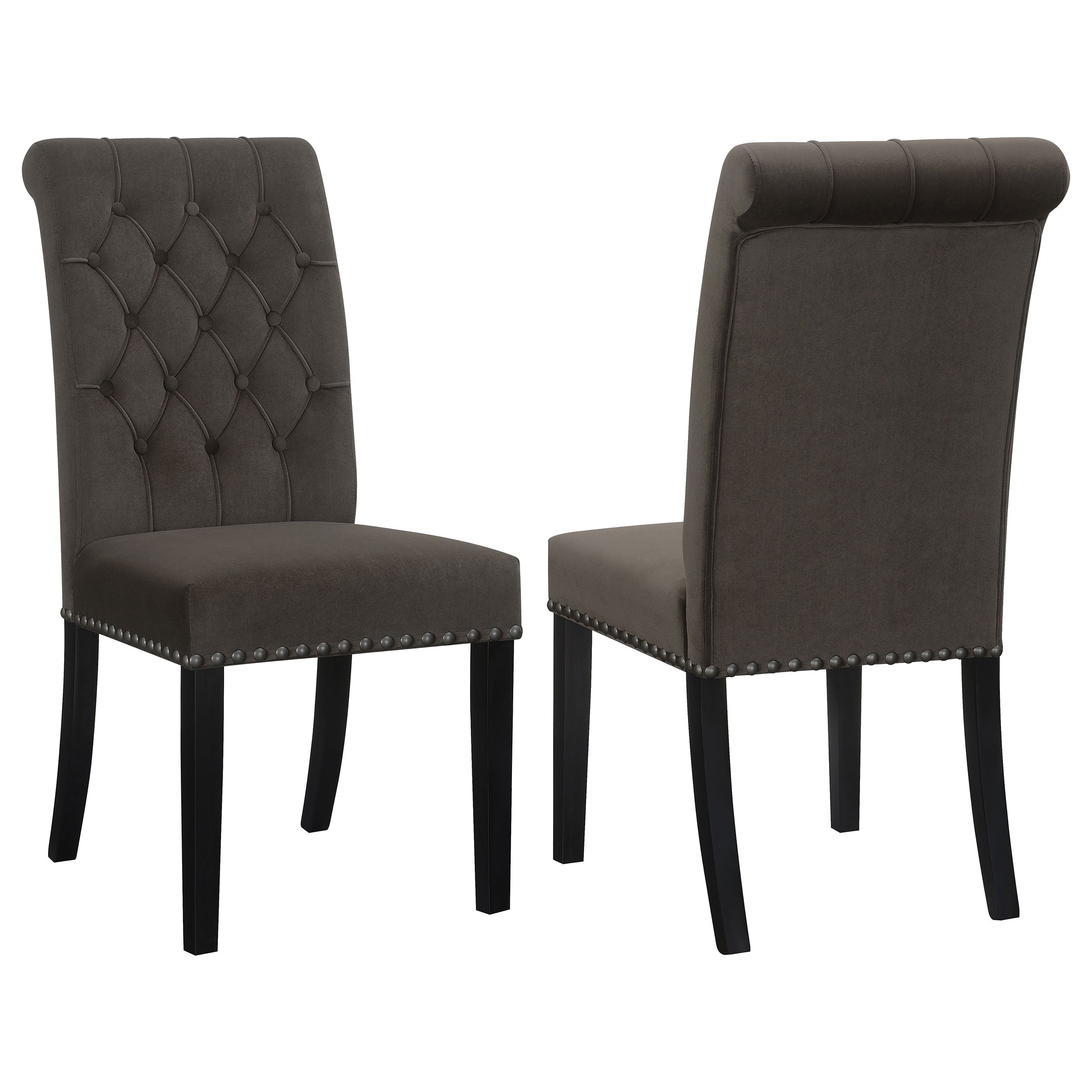 Alana Velvet Upholstered Dining Arm Chair Brown