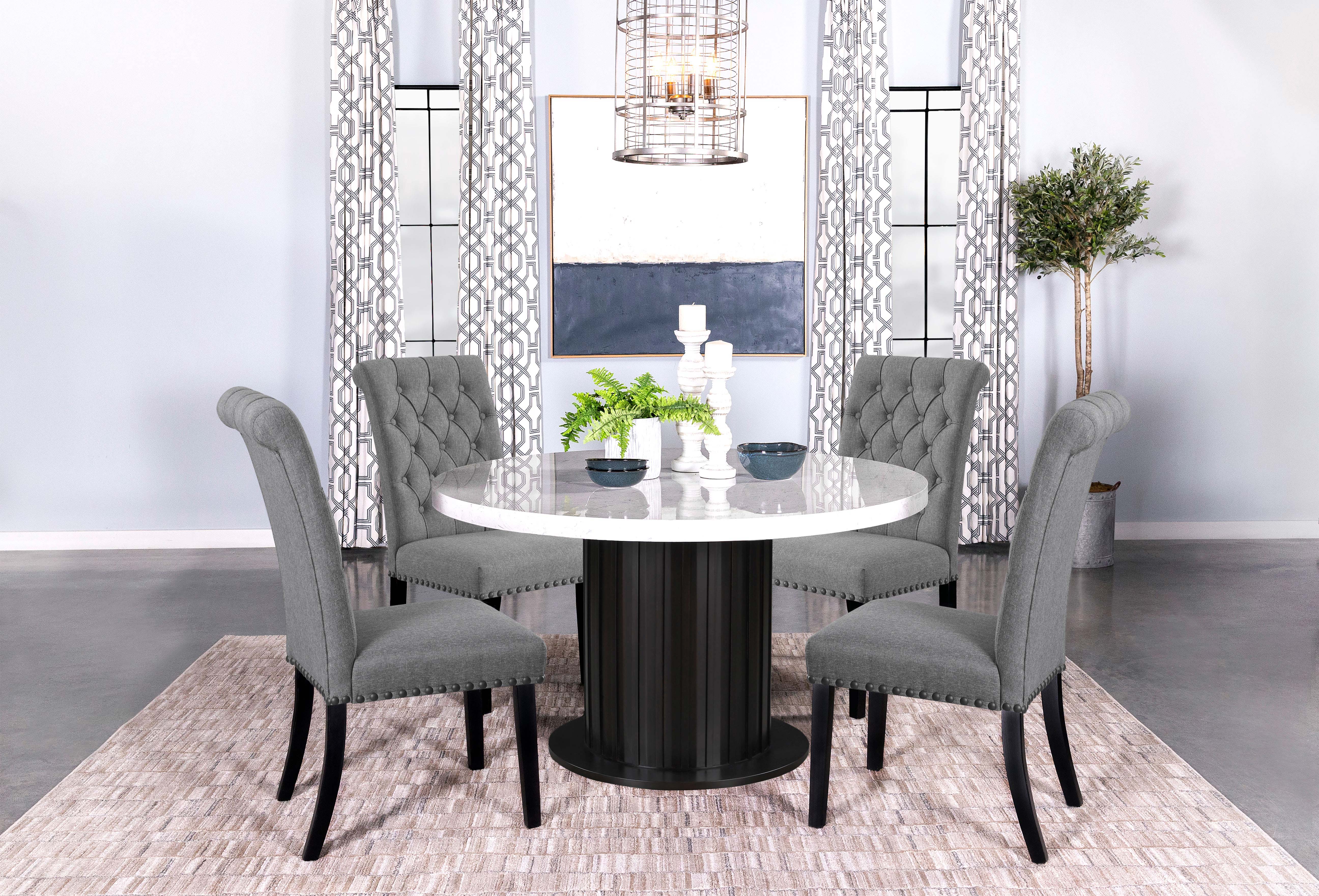 Sherry  Rectangular Marble Top Dining Table Set Brown