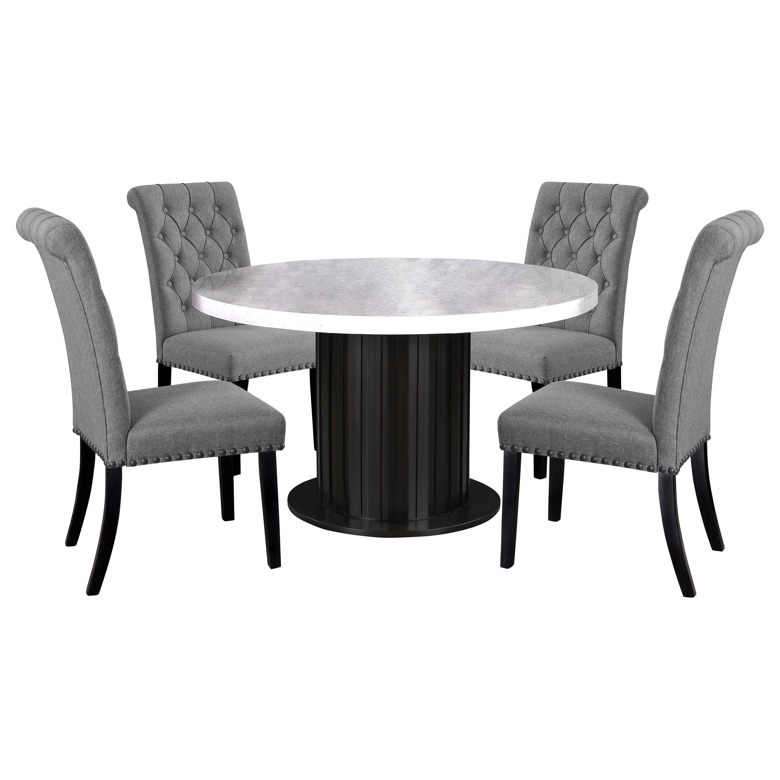 Sherry  Rectangular Marble Top Dining Table Set Brown